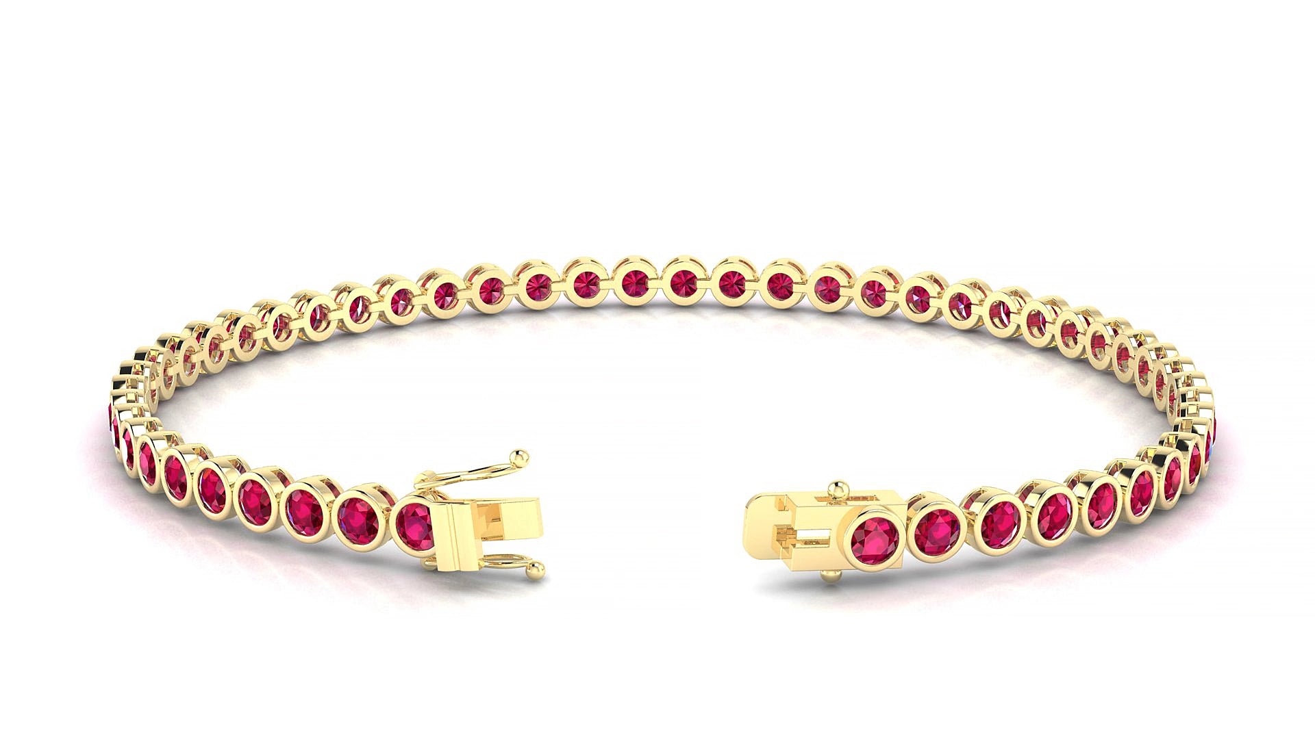 Avila | 18k Yellow Gold 2.5 mm Round Natural Ruby 18 cm Tennis Bracelet