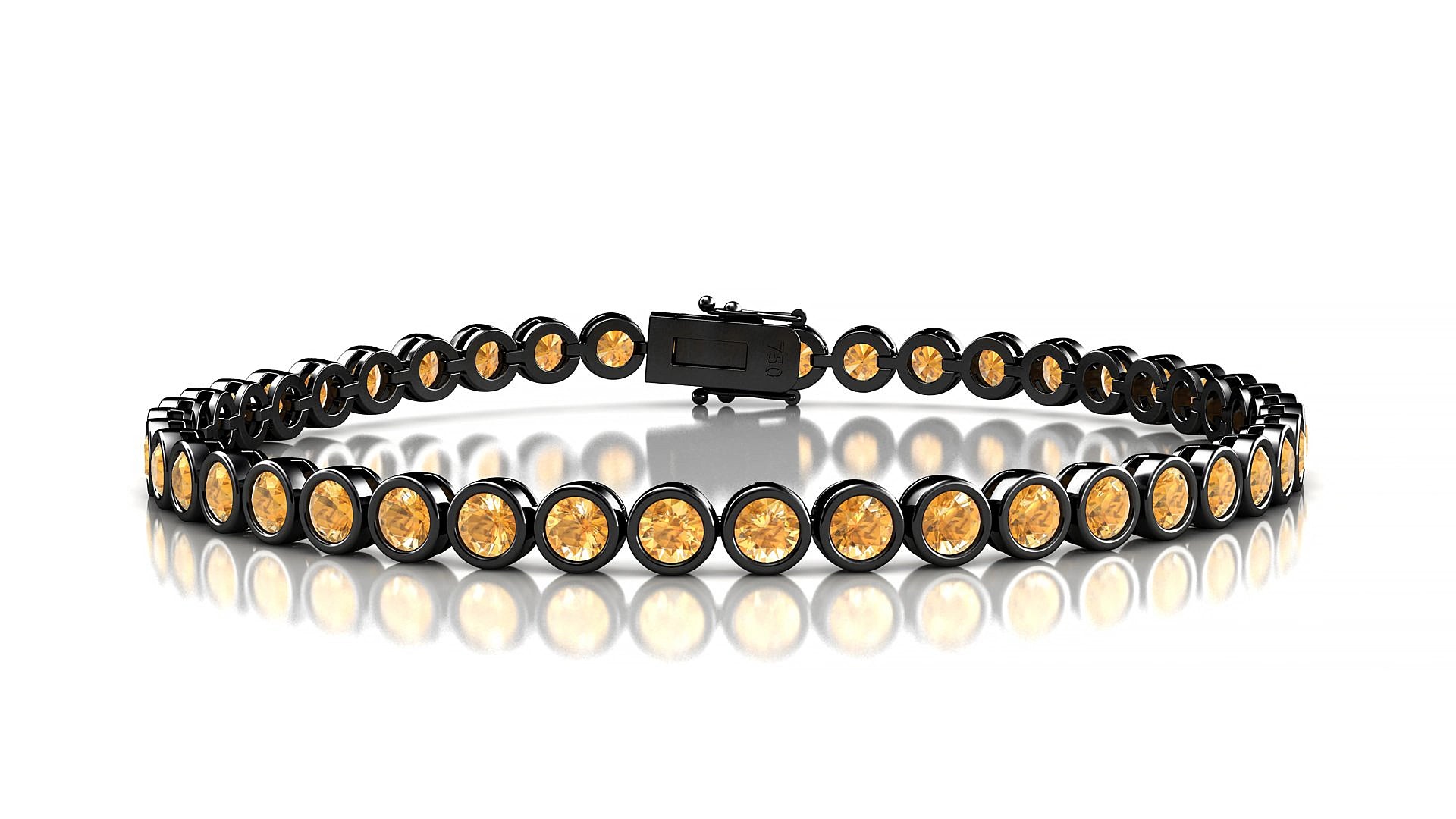 Avila | 18k Black Gold 3 mm Round Natural Citrine 15 cm Tennis Bracelet