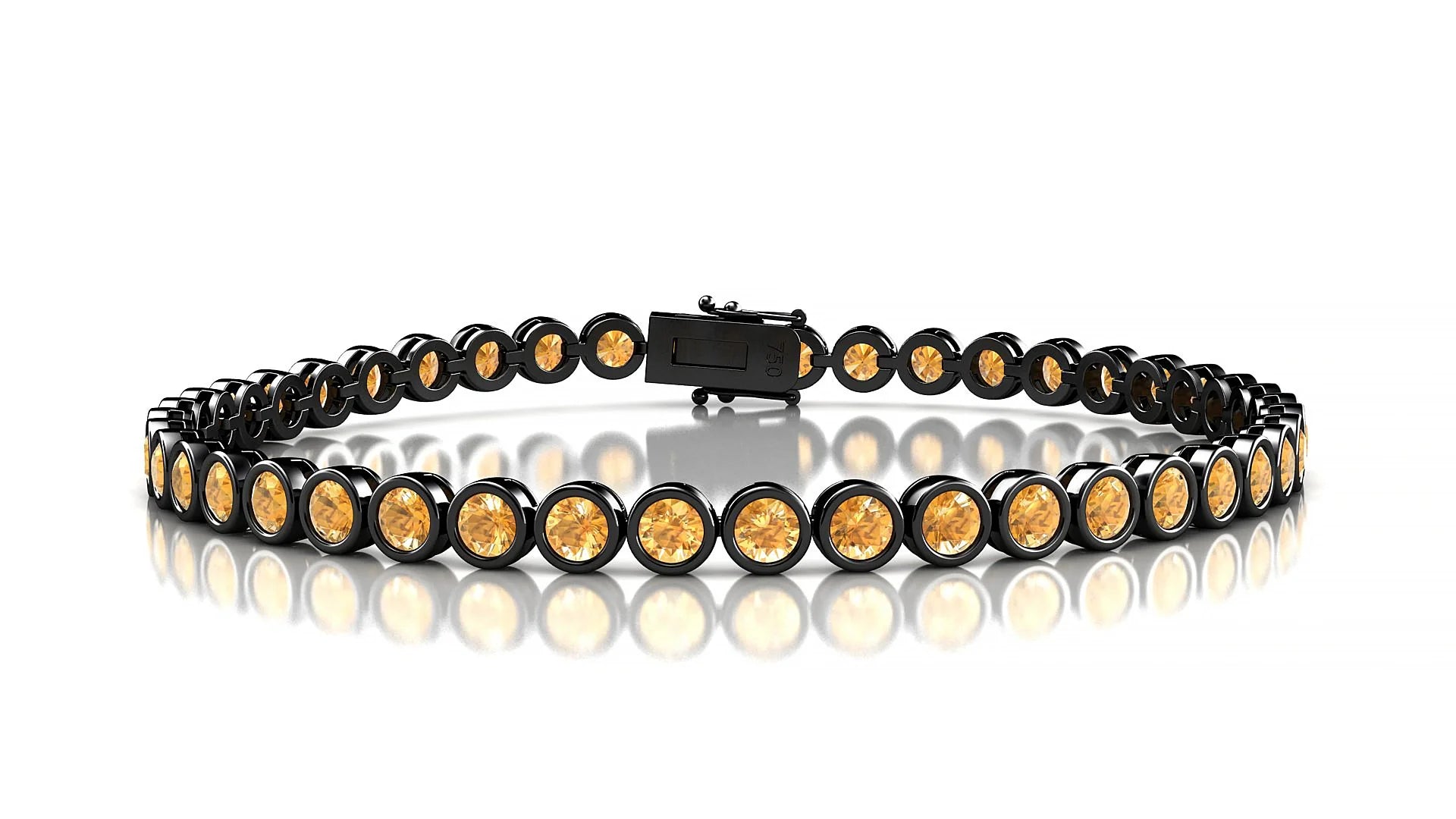 Avila | 18k Black Gold 3 mm Round Natural Citrine Tennis Bracelet