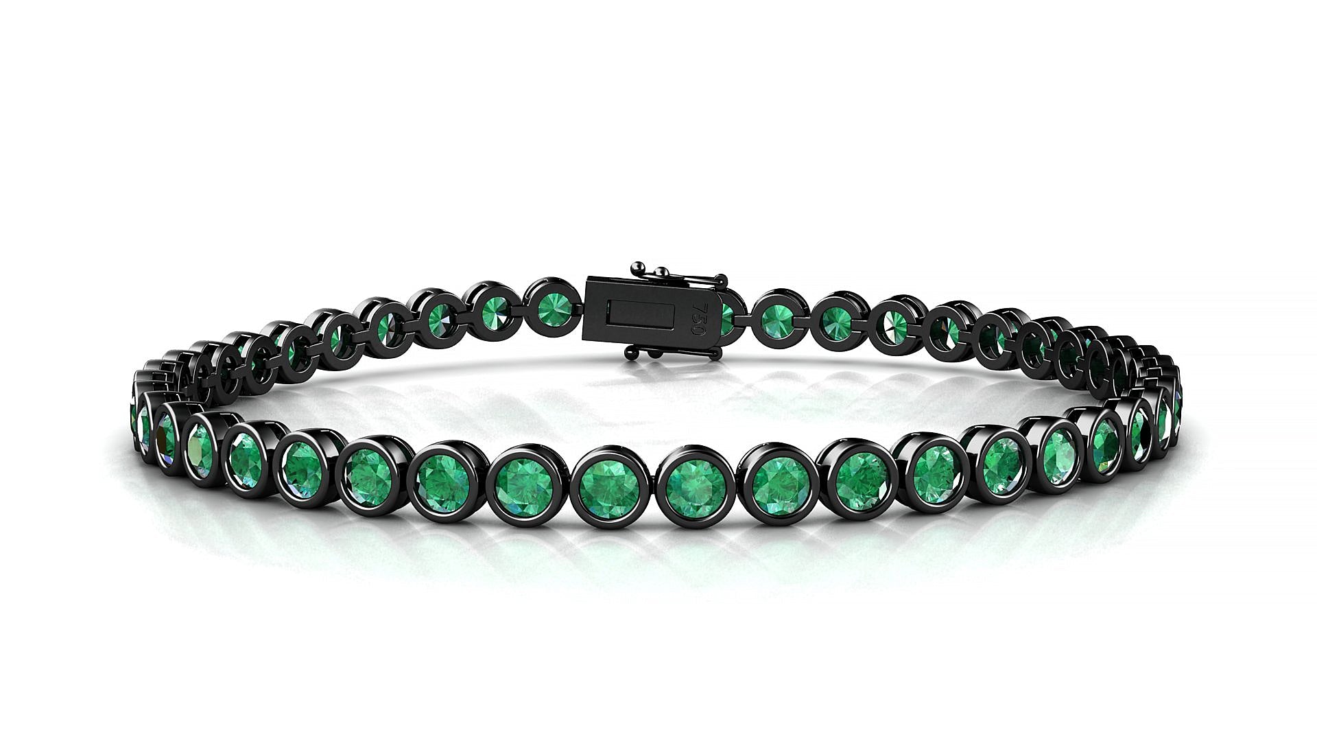 Avila | 18k Black Gold 3 mm Round Natural Emerald Tennis Bracelet