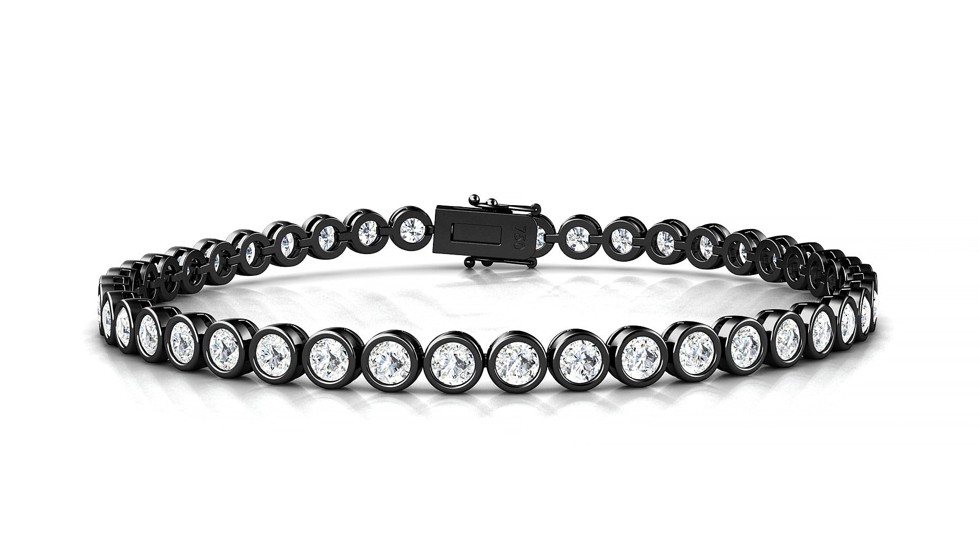 Avila | 18k Black Gold 3 mm Round Lab-Grown Diamond 18 cm Tennis Bracelet