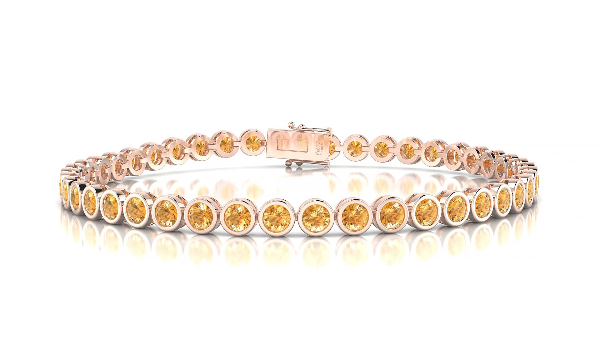 Avila | 18k Rose Gold 3 mm Round Natural Citrine 18 cm Tennis Bracelet