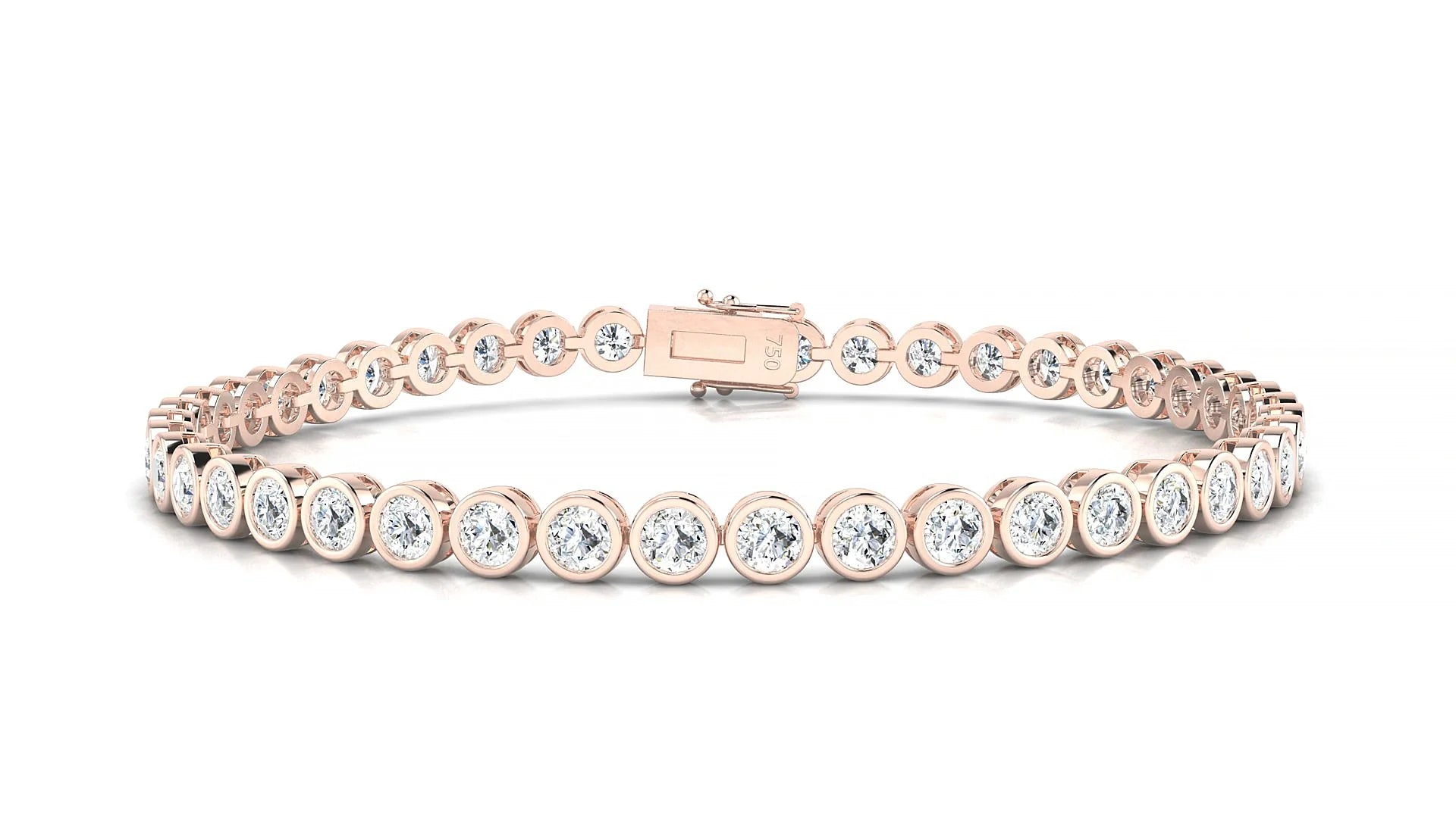 Avila | 18k Rose Gold 3 mm Round Lab-Grown Diamond 18 cm Tennis Bracelet