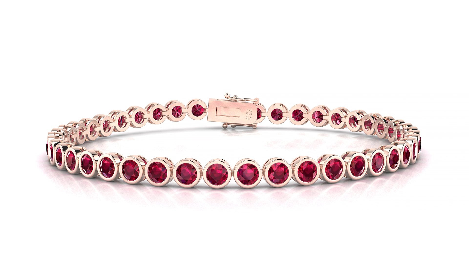 Avila | 18k Rose Gold 3 mm Round Natural Ruby 15 cm Tennis Bracelet