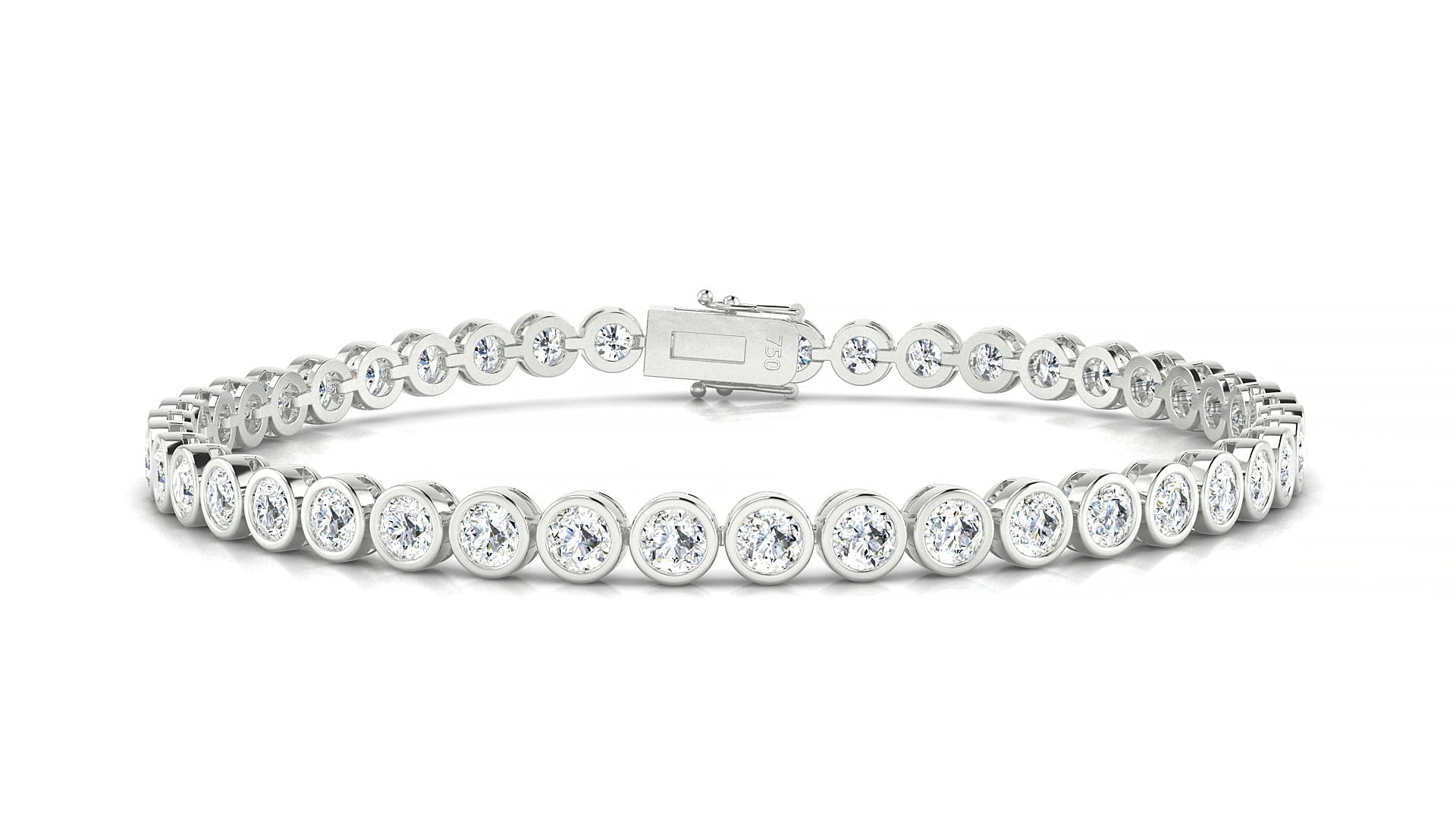 Avila | 18k White Gold 3 mm Round Lab-Grown Diamond 19 cm Tennis Bracelet