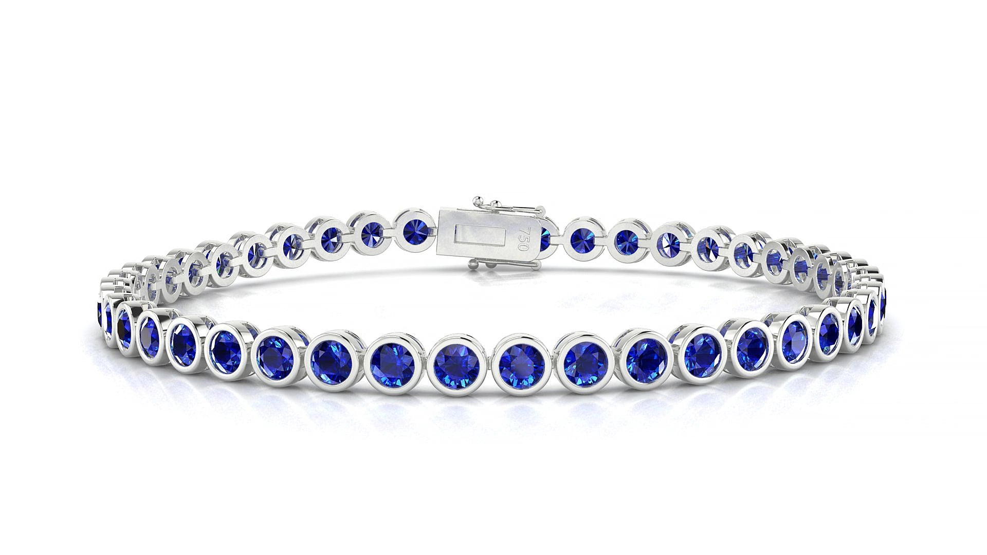 Avila | 18k White Gold 3 mm Round Natural Sapphire 18 cm Tennis Bracelet