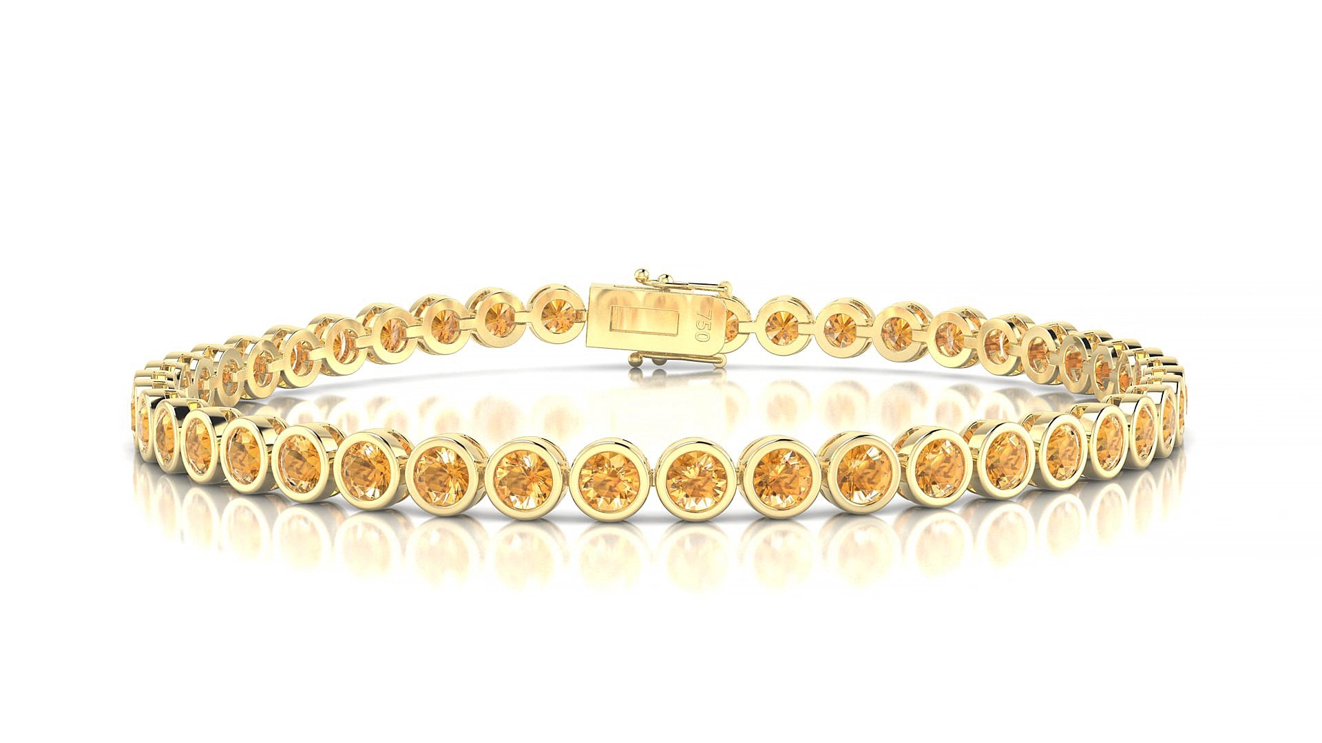 Avila | 18k Yellow Gold 3 mm Round Natural Citrine 18 cm Tennis Bracelet