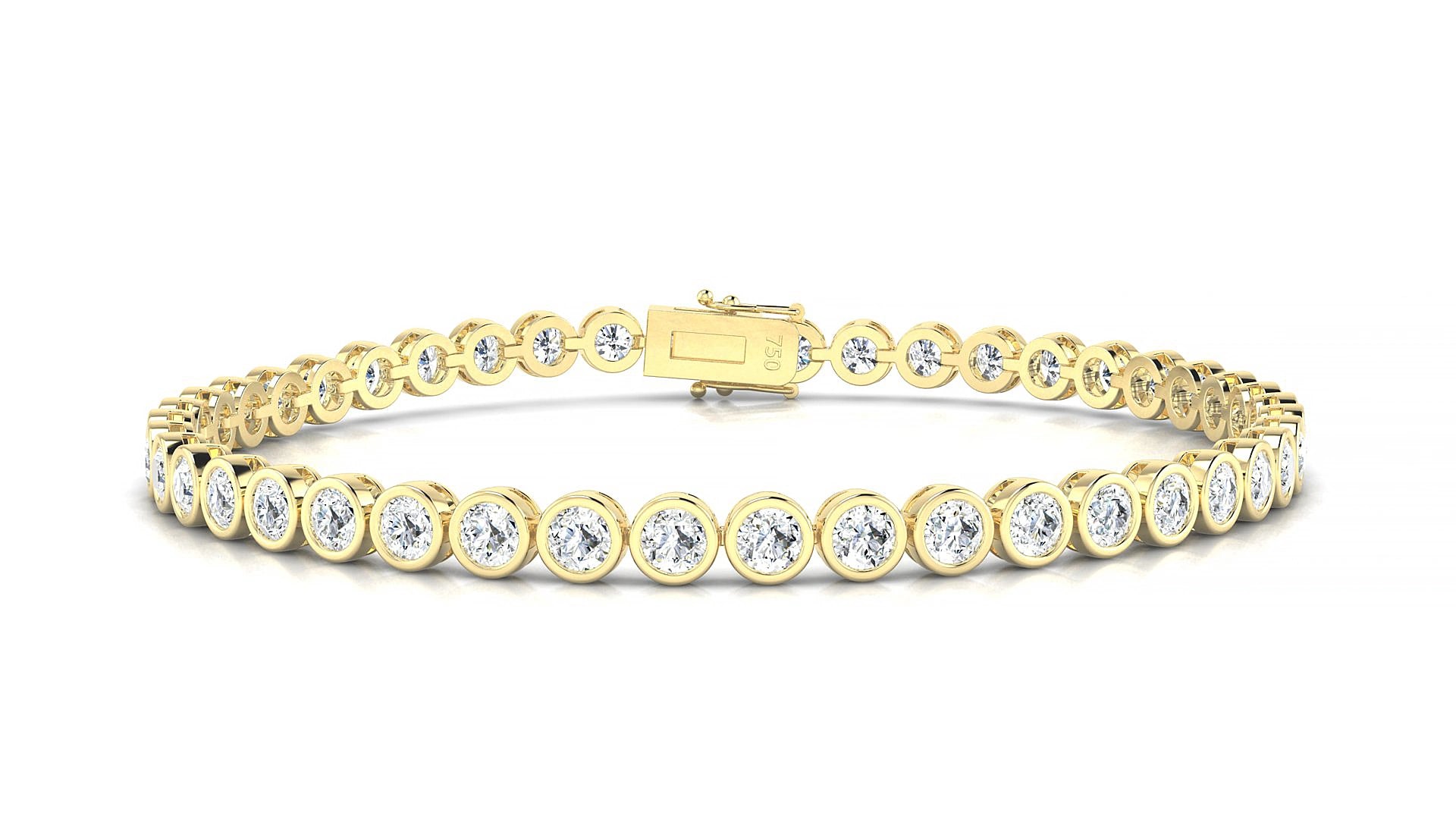 Avila | 18k Yellow Gold 3 mm Round Natural Diamond 19 cm Tennis Bracelet