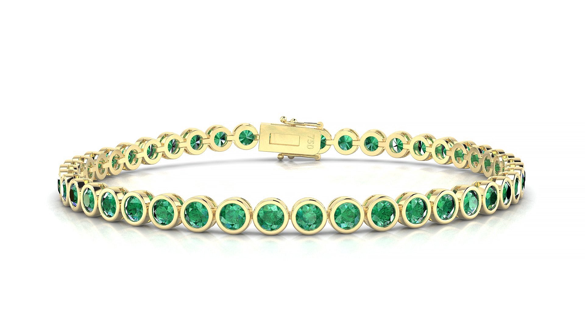 Avila | 18k Yellow Gold 3 mm Round Natural Emerald Tennis Bracelet