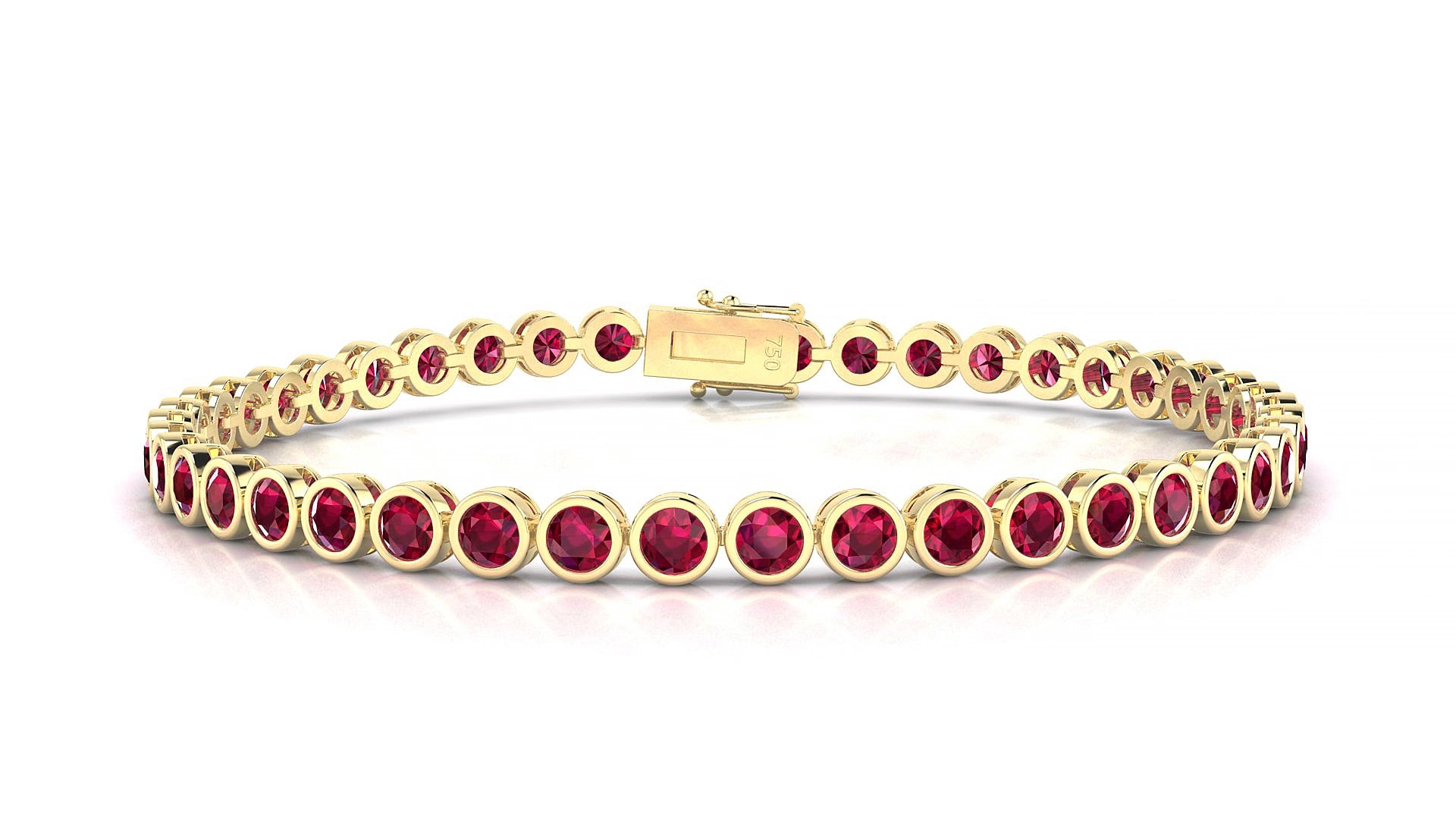 Avila | 18k Yellow Gold 3 mm Round Natural Ruby 19 cm Tennis Bracelet