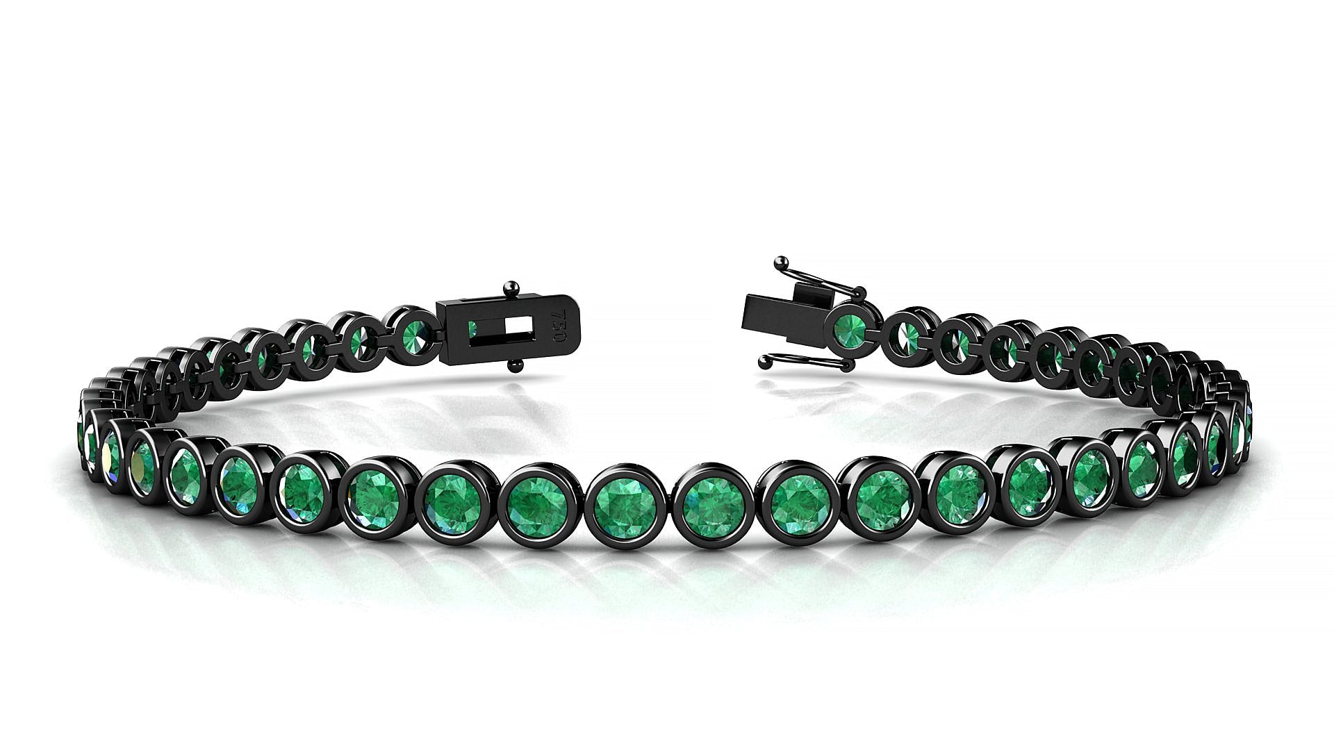 Avila | 18k Black Gold 3 mm Round Natural Emerald Tennis Bracelet