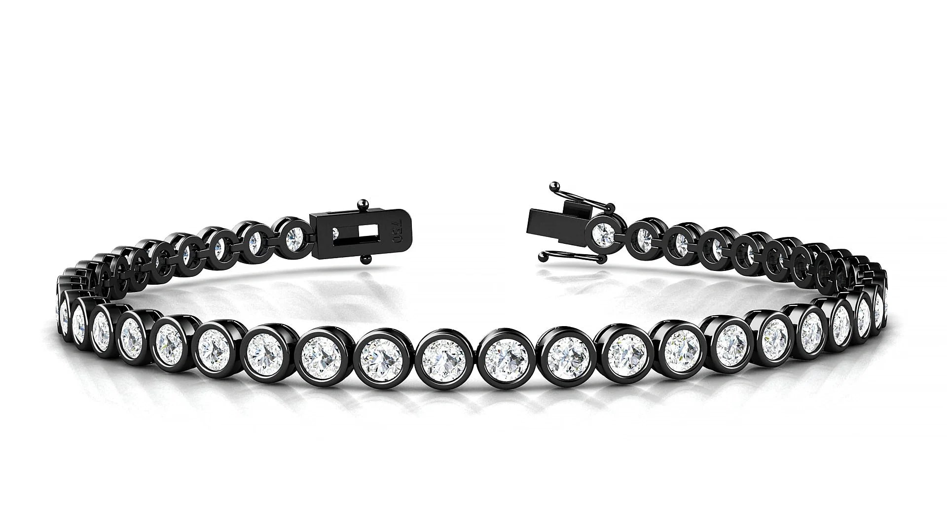 Avila | 18k Black Gold 3 mm Round Lab-Grown Diamond 18 cm Tennis Bracelet