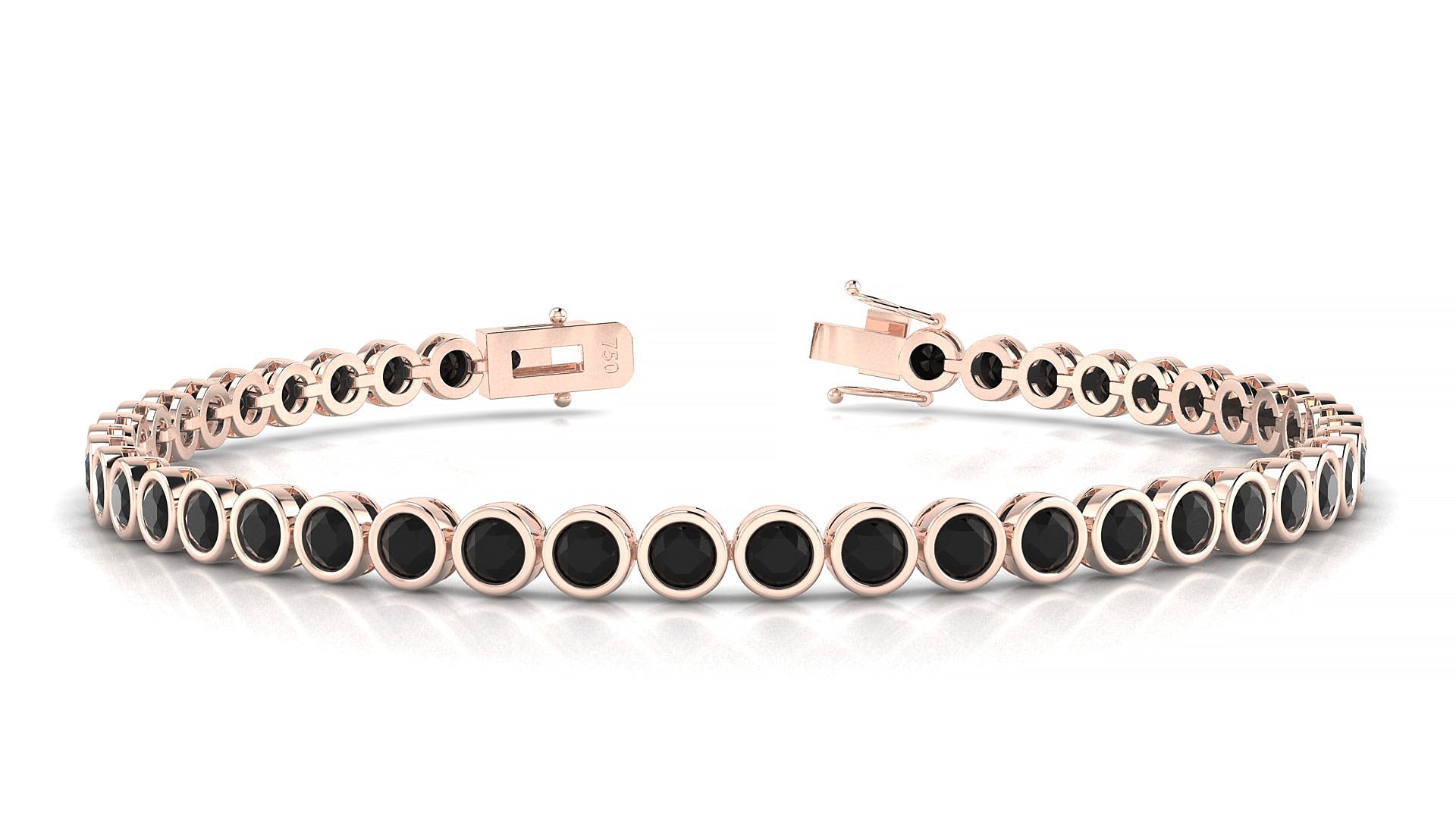 Avila | 18k Rose Gold 3 mm Round Natural Black Diamond Tennis Bracelet