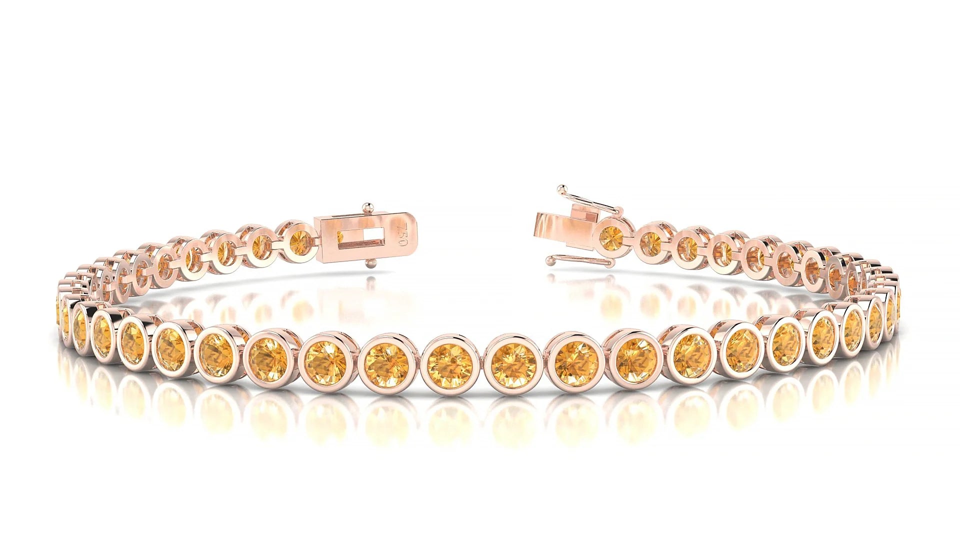 Avila | 18k Rose Gold 3 mm Round Natural Citrine Tennis Bracelet