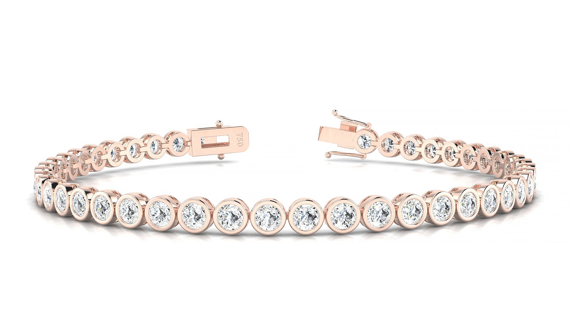 Avila | 18k Rose Gold 3 mm Round Natural Diamond 17 cm Tennis Bracelet