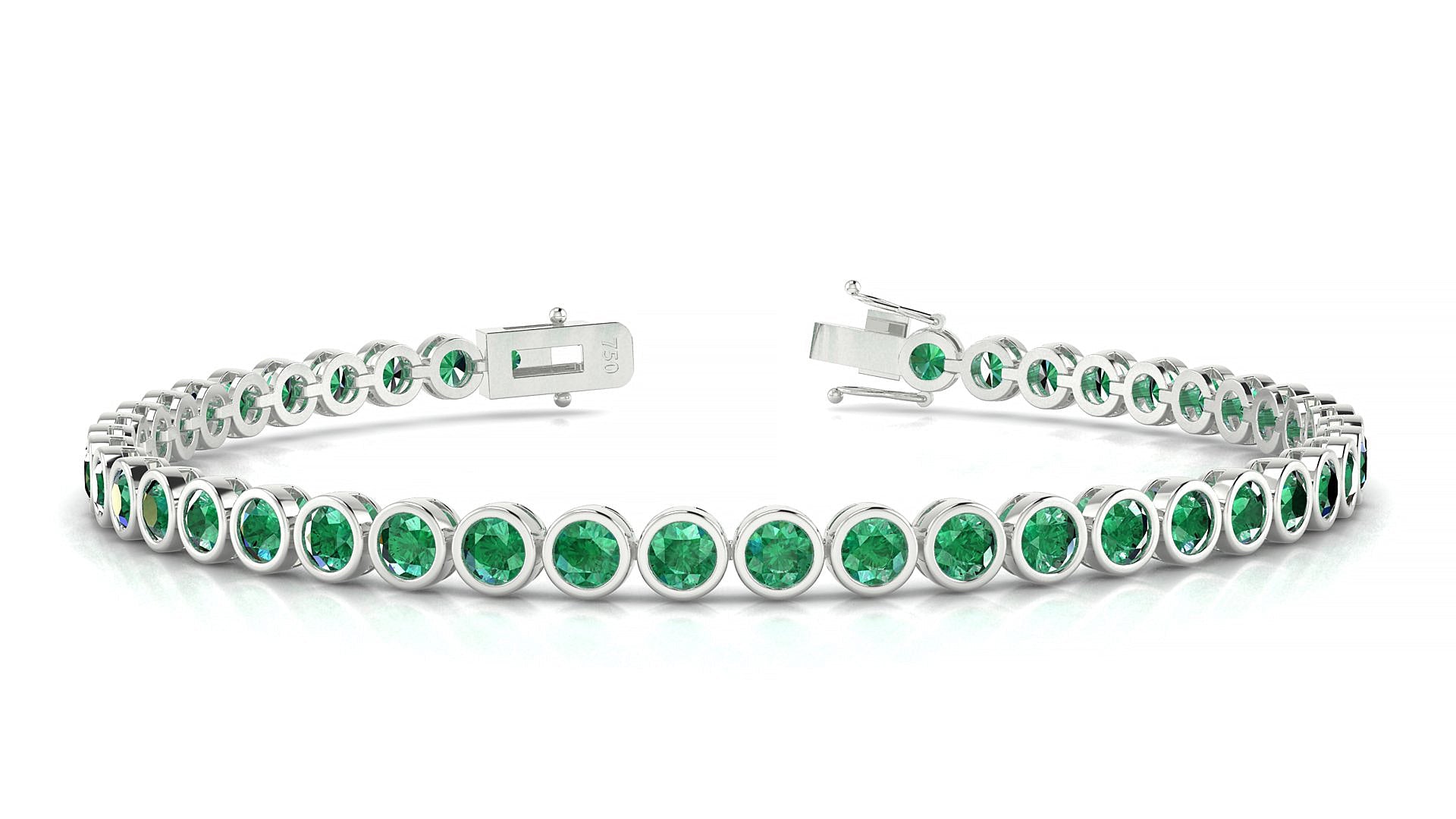 Avila | 18k White Gold 3 mm Round Natural Emerald Tennis Bracelet