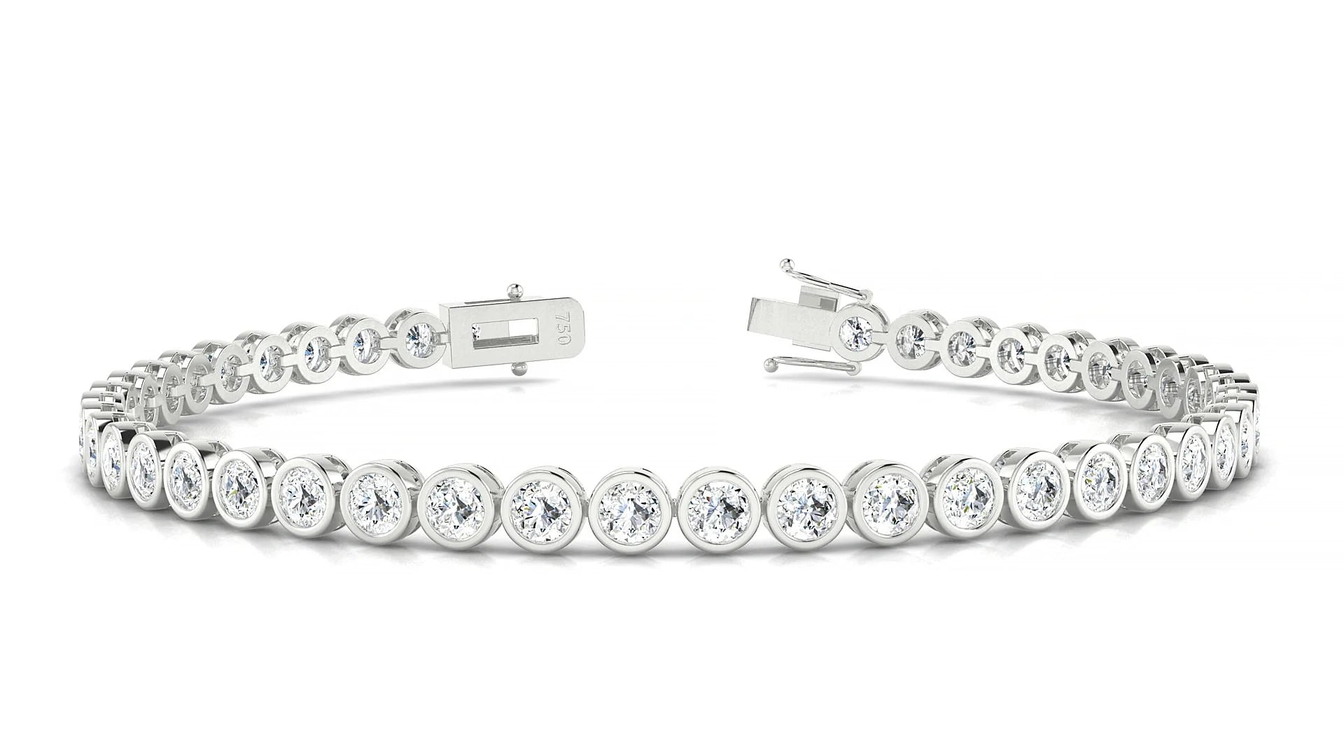 Avila | 18k White Gold 3 mm Round Lab-Grown Diamond 18 cm Tennis Bracelet