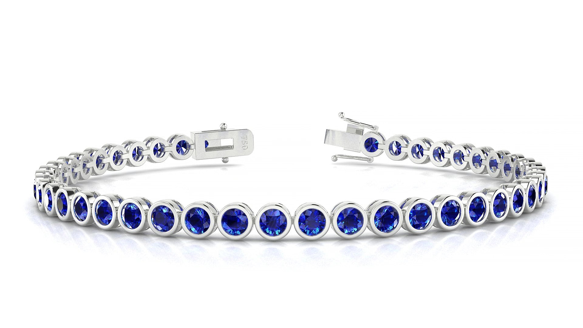Avila | 18k White Gold 3 mm Round Natural Sapphire 19 cm Tennis Bracelet