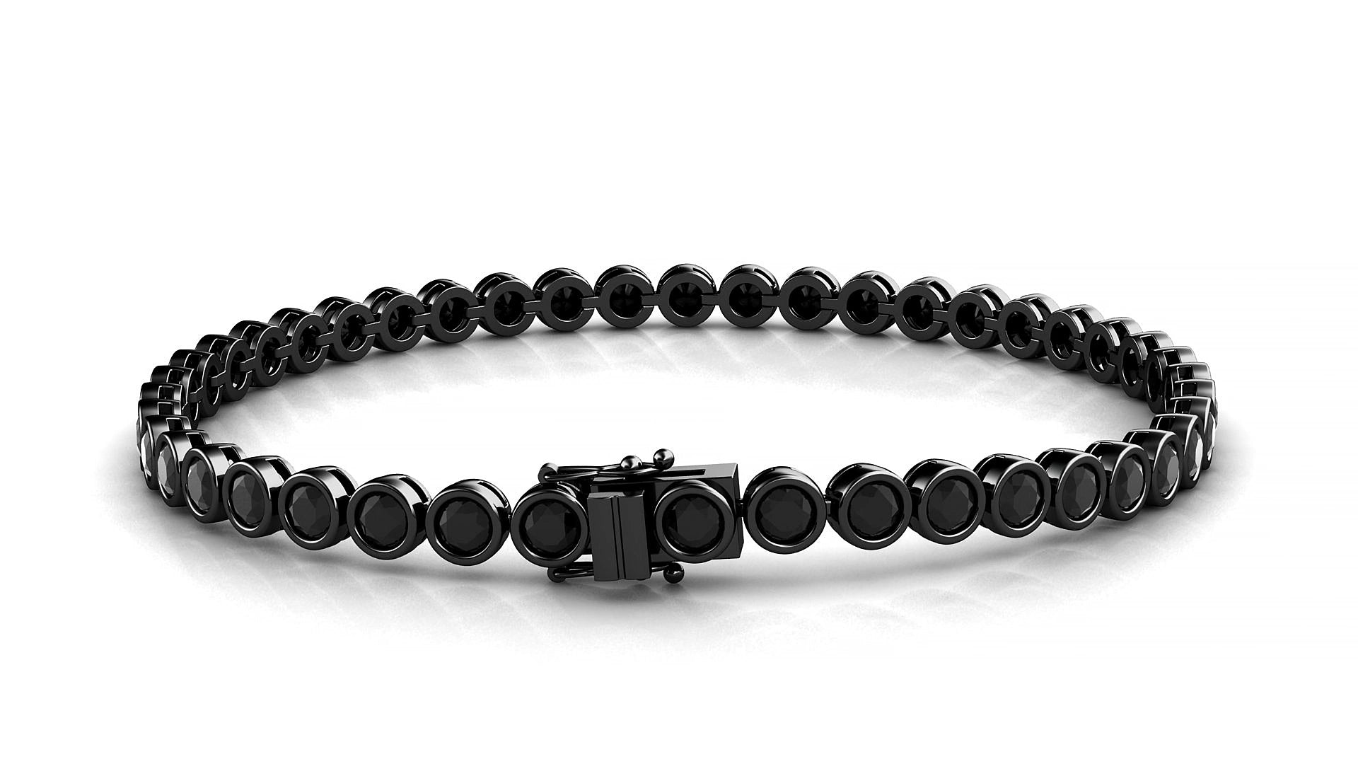 Avila | 18k Black Gold 3 mm Round Natural Black Diamond 15 cm Tennis Bracelet