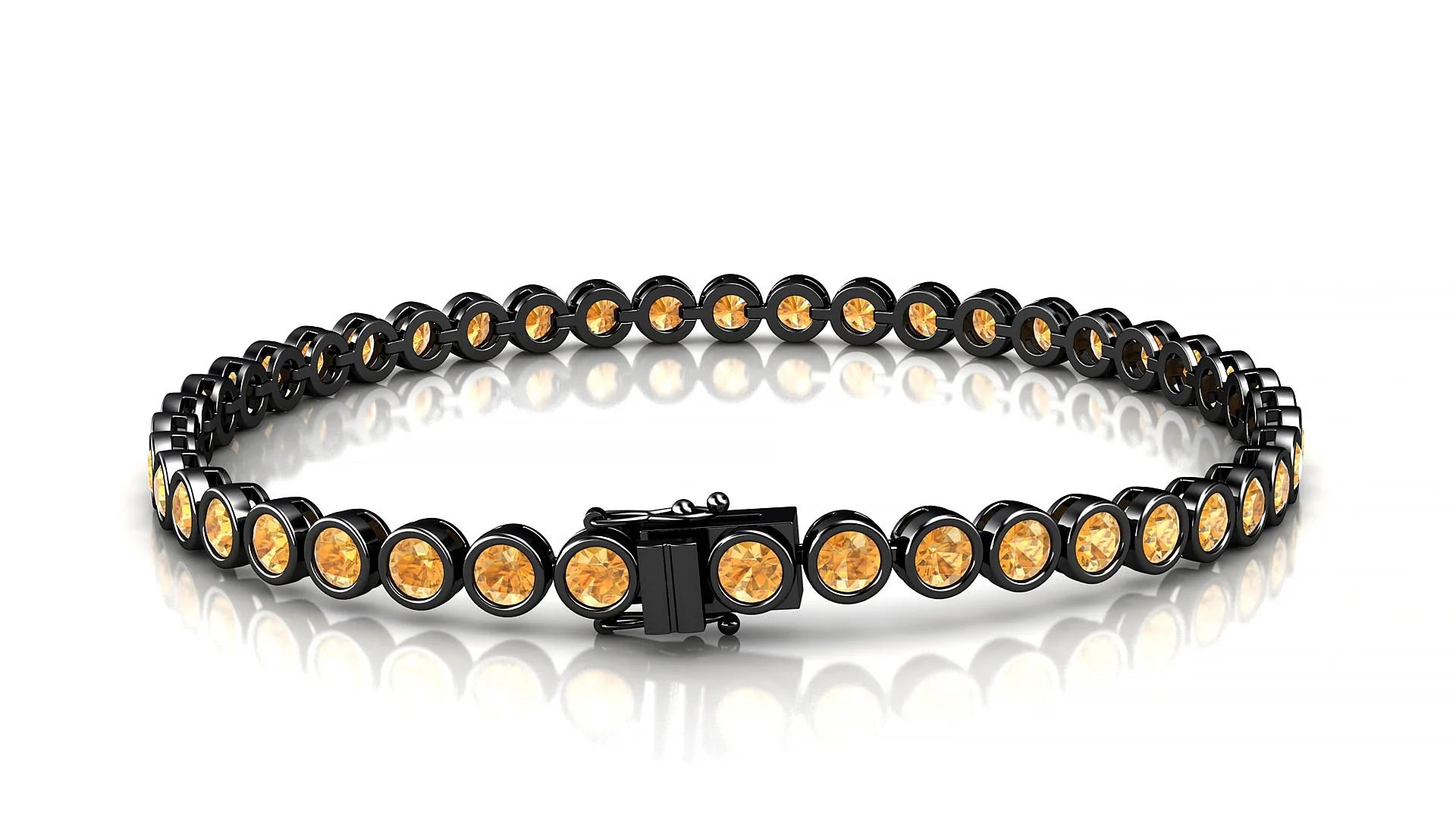 Avila | 18k Black Gold 3 mm Round Natural Citrine Tennis Bracelet