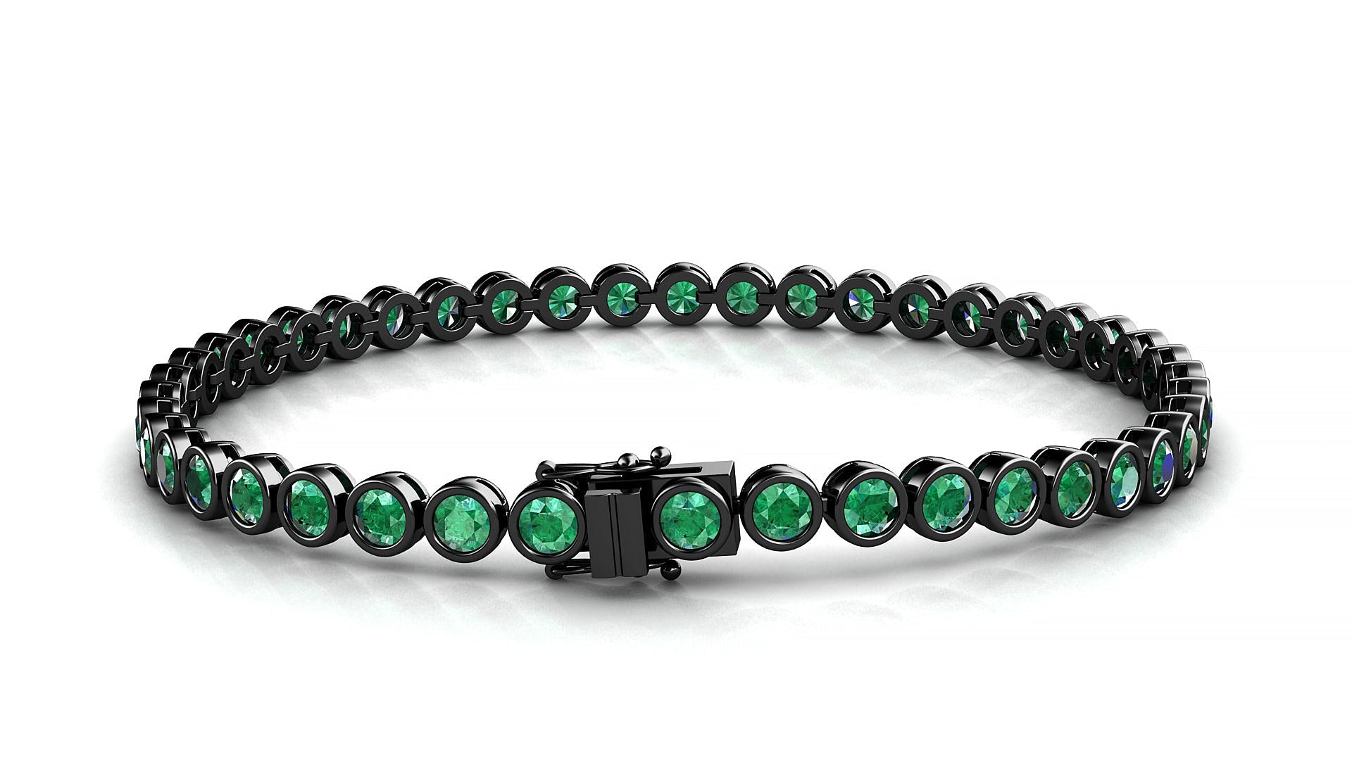 Avila | 18k Black Gold 3 mm Round Natural Emerald Tennis Bracelet