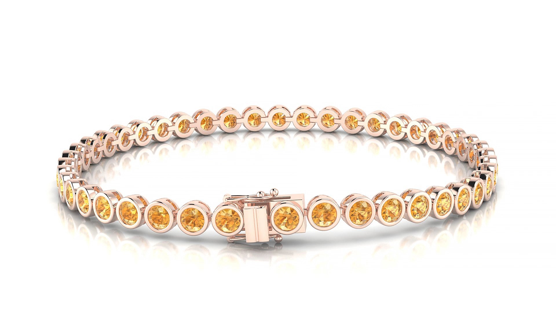 Avila | 18k Rose Gold 3 mm Round Natural Citrine 18 cm Tennis Bracelet