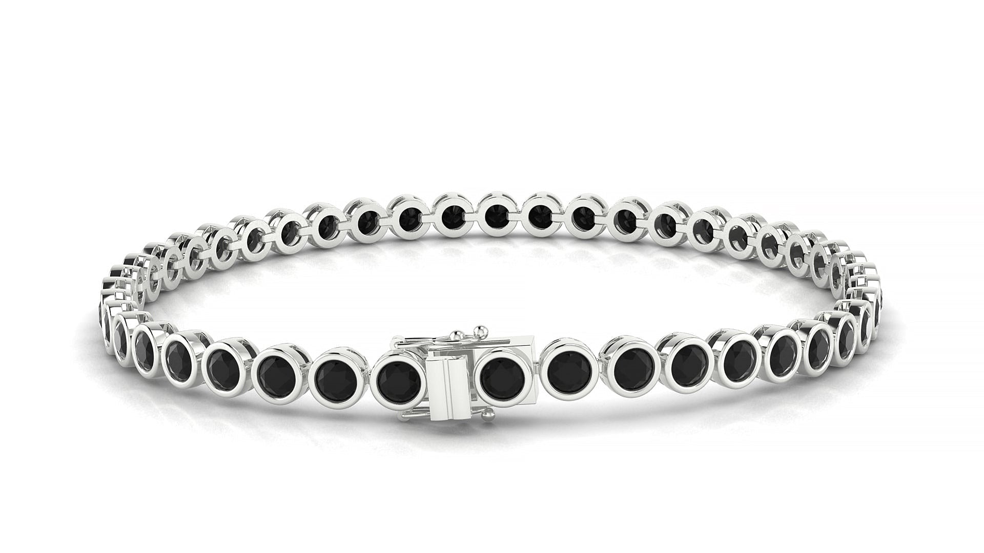 Avila | 18k White Gold 3 mm Round Natural Black Diamond Tennis Bracelet