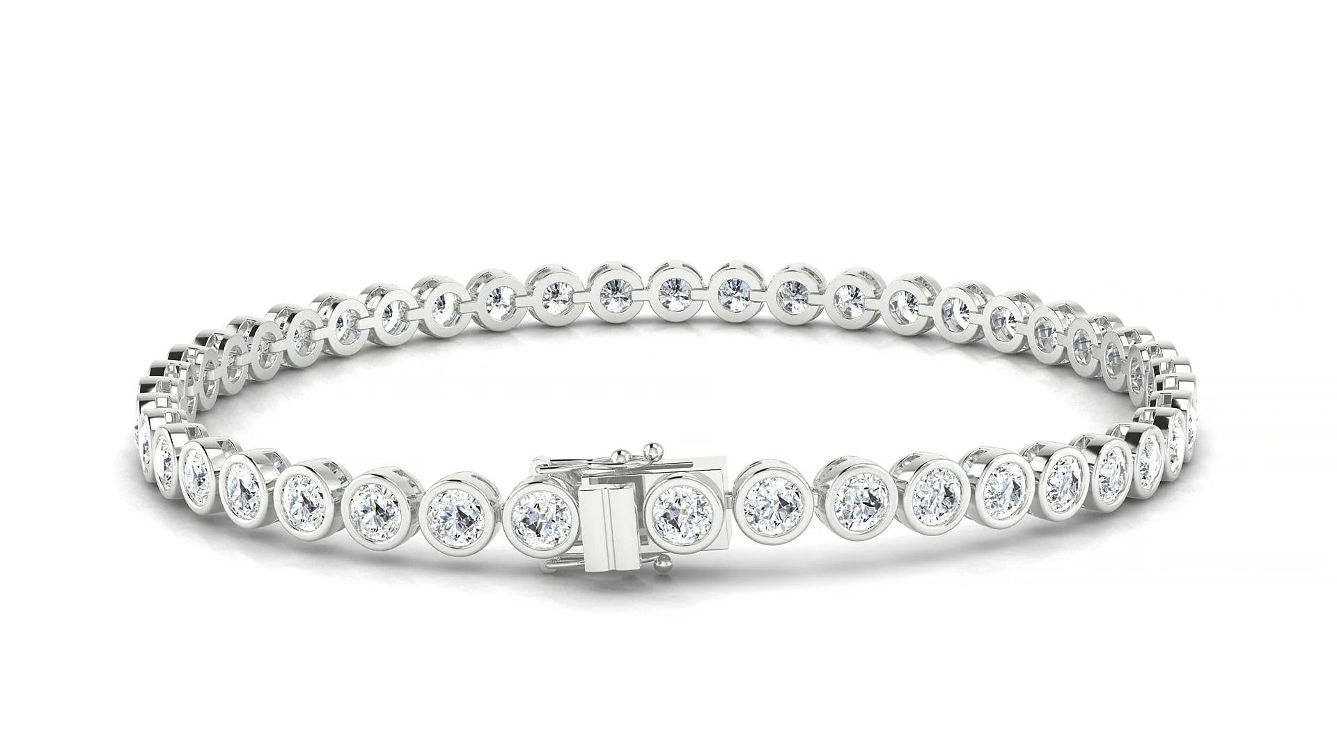 Avila | 18k White Gold 3 mm Round Lab-Grown Diamond 18 cm Tennis Bracelet