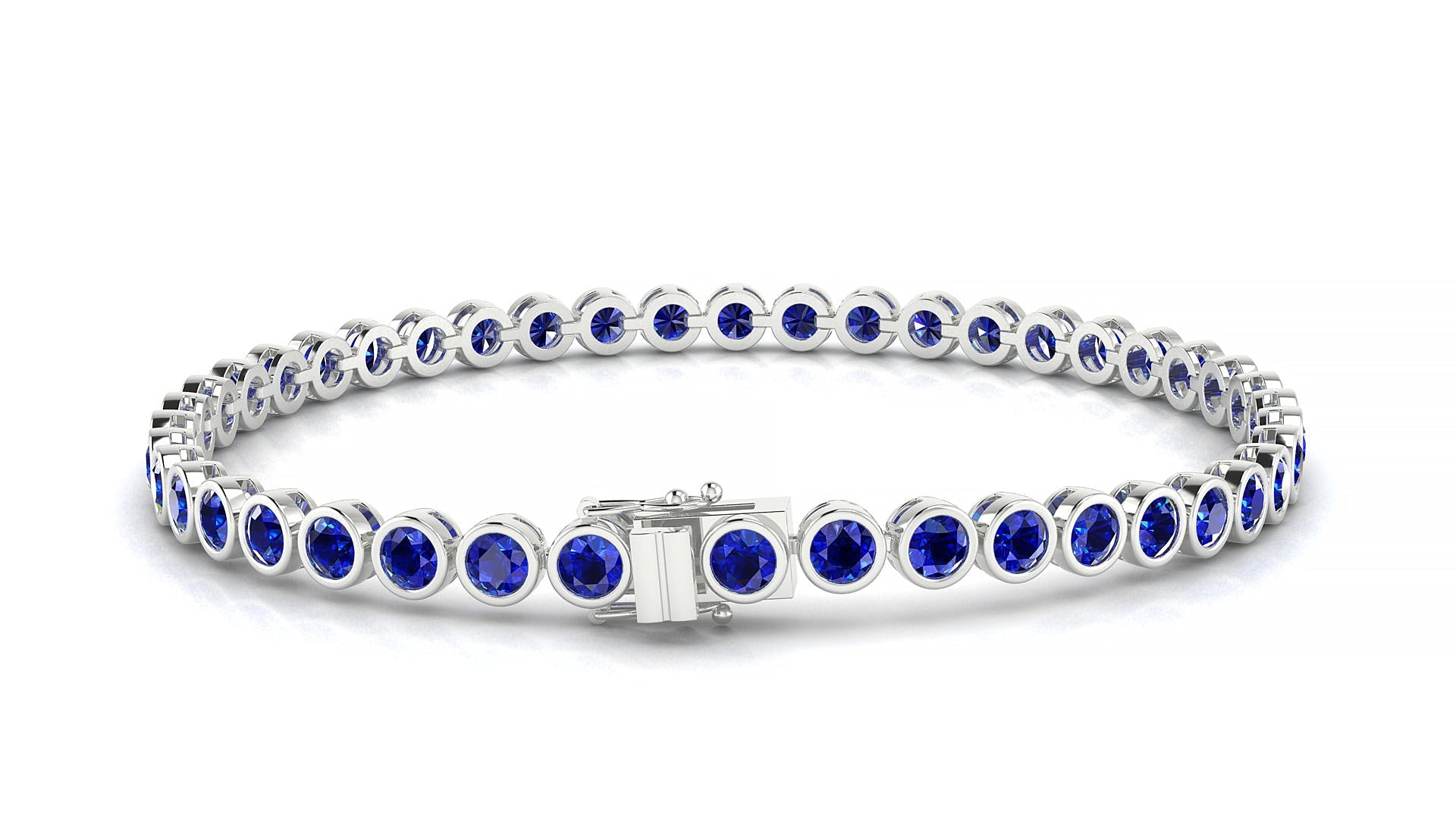 Avila | 18k White Gold 3 mm Round Natural Sapphire Tennis Bracelet