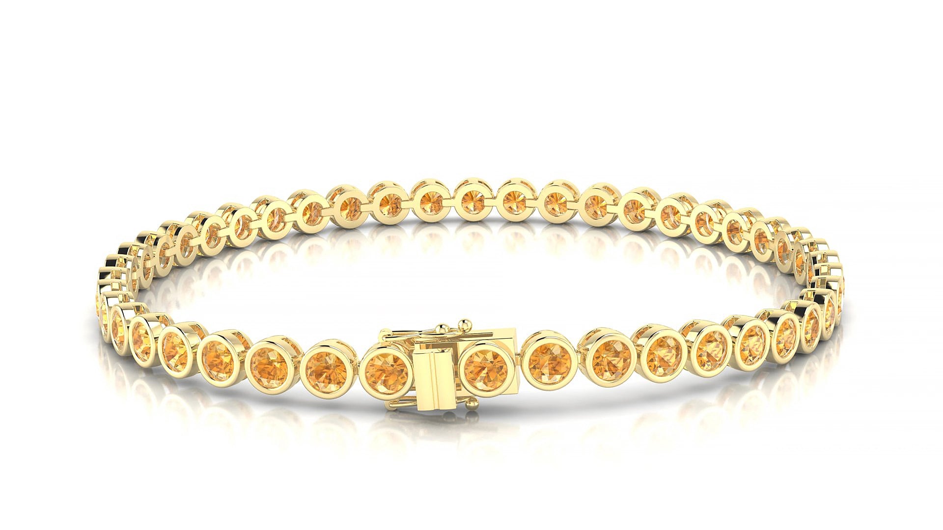 Avila | 18k Yellow Gold 3 mm Round Natural Citrine 17 cm Tennis Bracelet