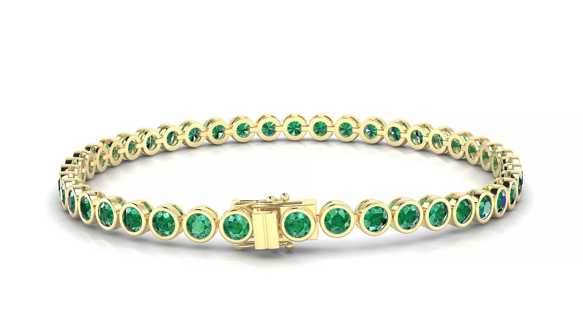 Avila | 18k Yellow Gold 3 mm Round Natural Emerald Tennis Bracelet