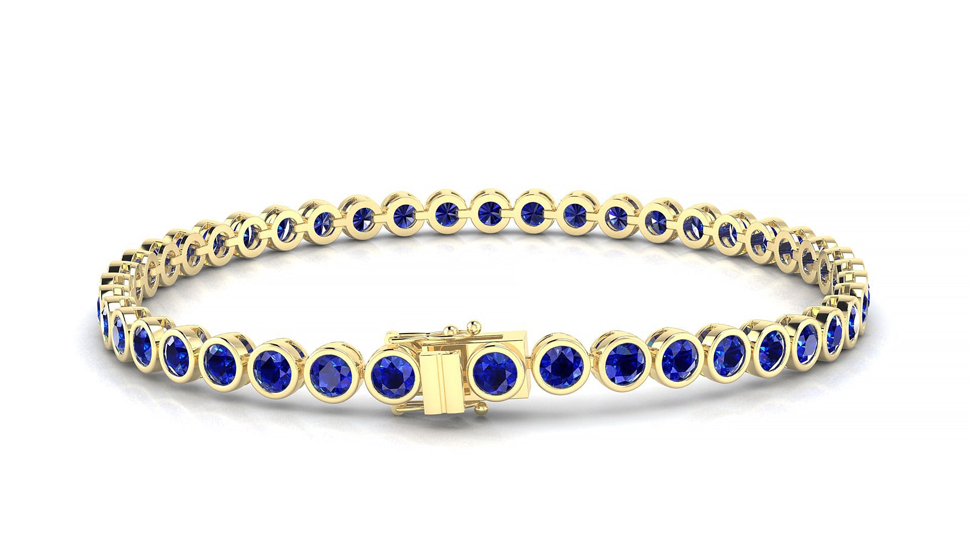 Avila | 18k Yellow Gold 3 mm Round Natural Sapphire Tennis Bracelet
