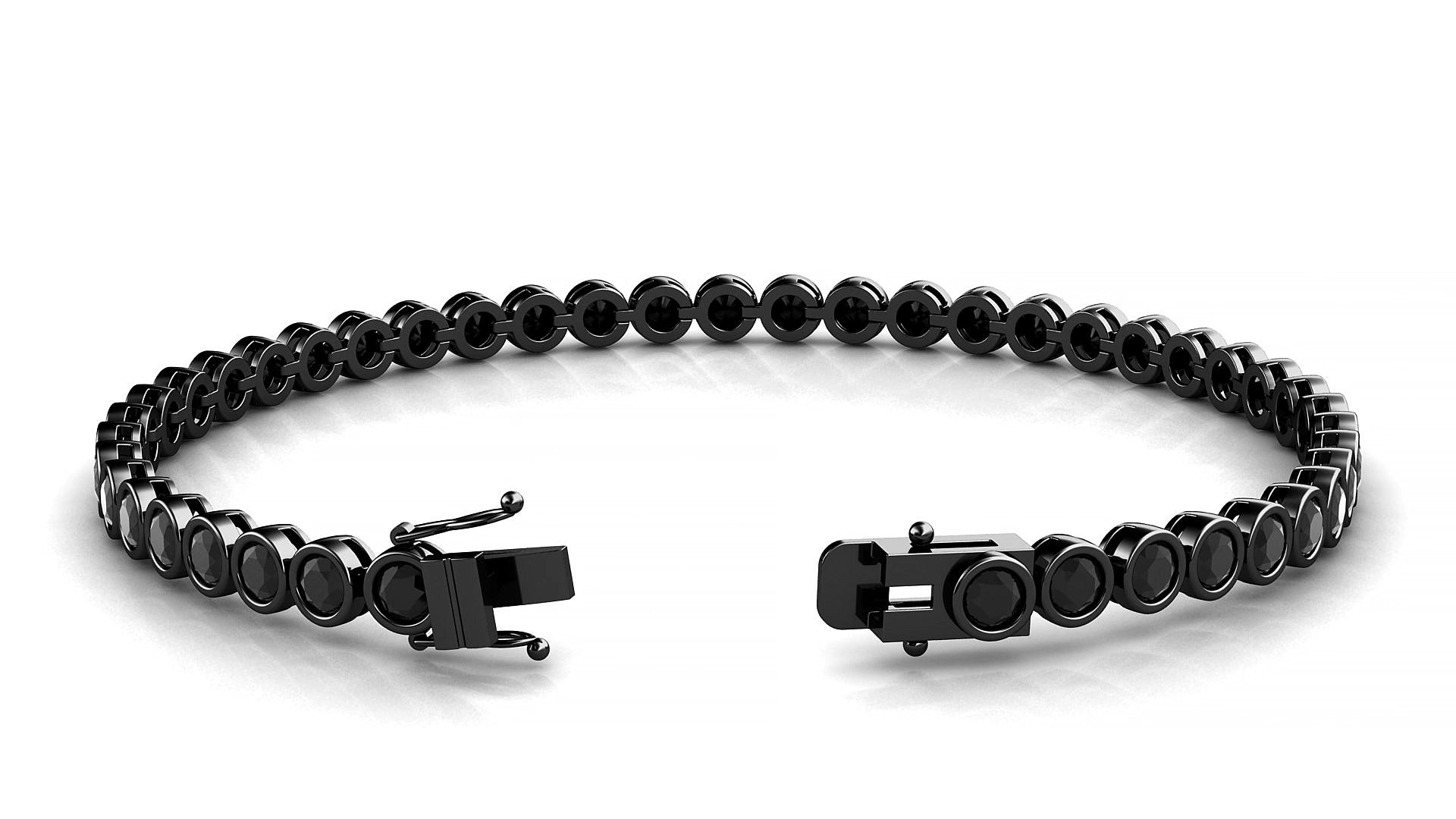 Avila | 18k Black Gold 3 mm Round Natural Black Diamond 15 cm Tennis Bracelet