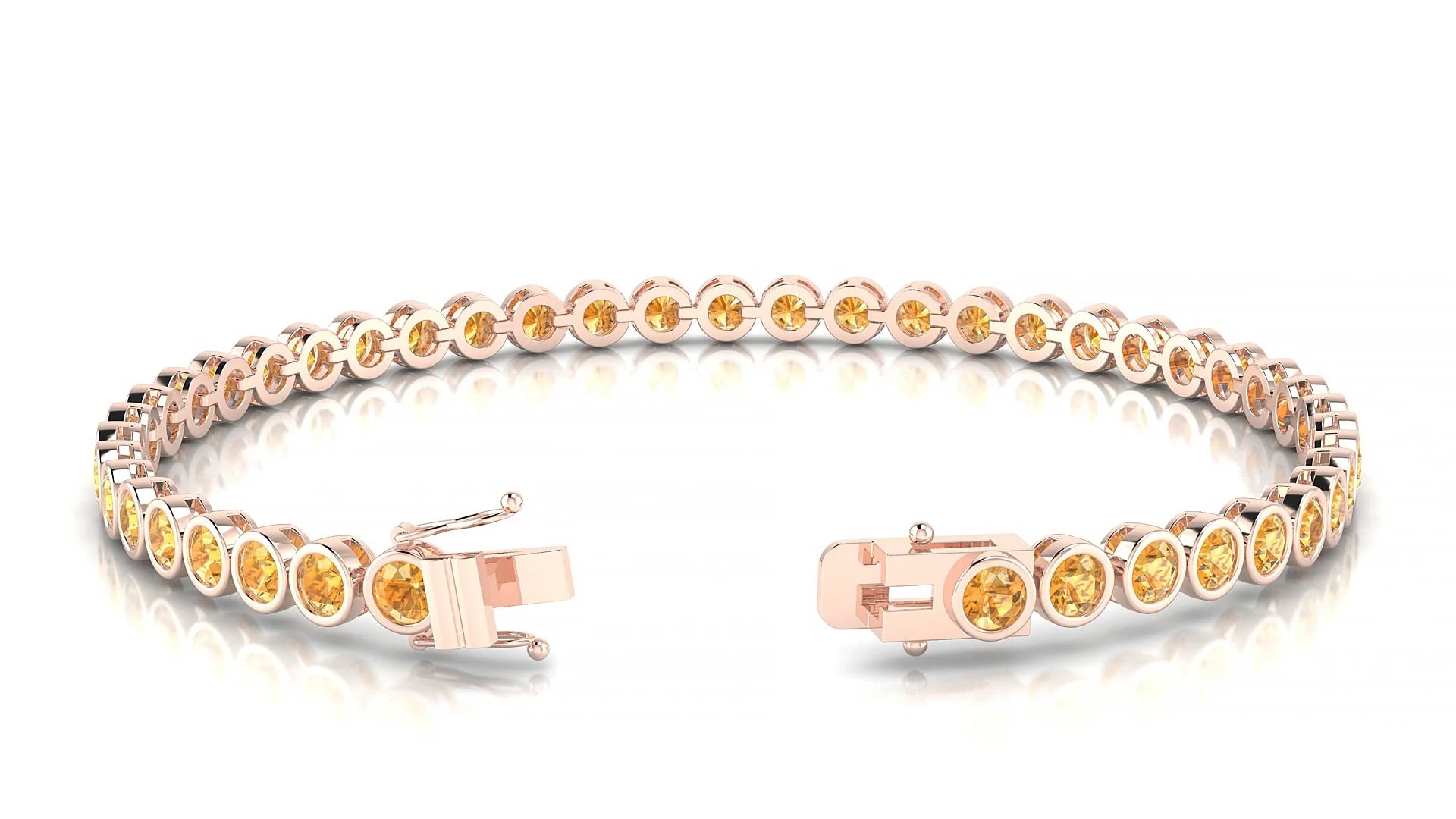Avila | 18k Rose Gold 3 mm Round Natural Citrine Tennis Bracelet
