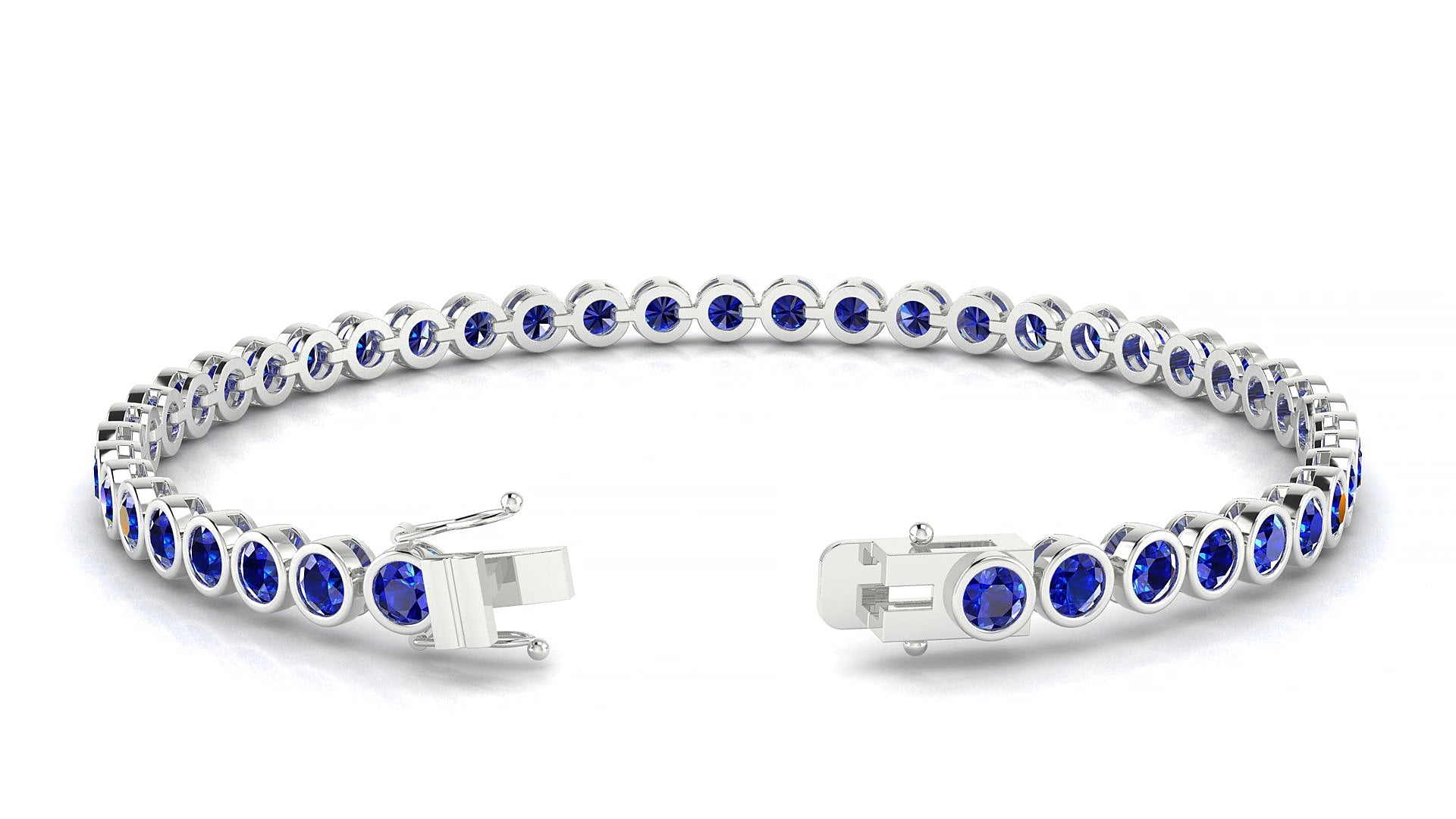 Avila | 18k White Gold 3 mm Round Natural Sapphire 19 cm Tennis Bracelet