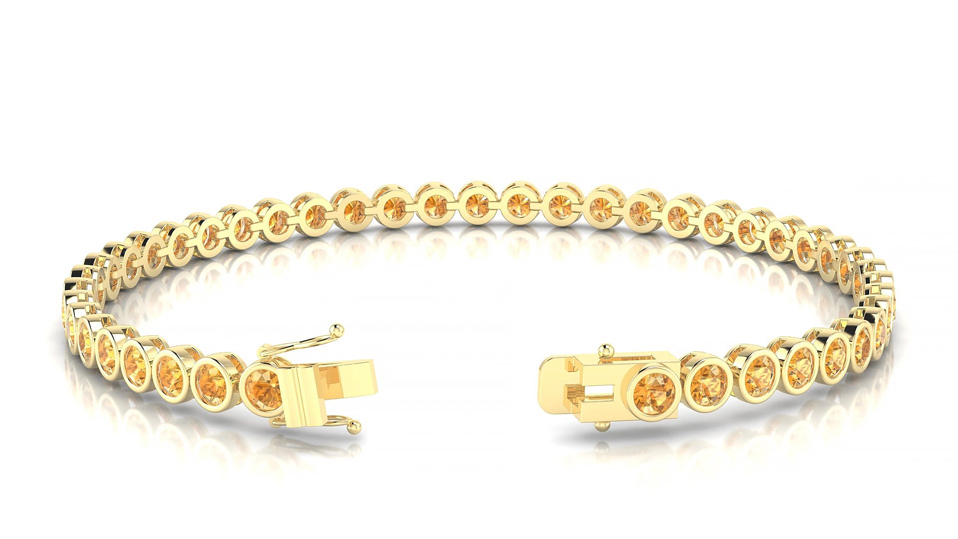 Avila | 18k Yellow Gold 3 mm Round Natural Citrine 20 cm Tennis Bracelet