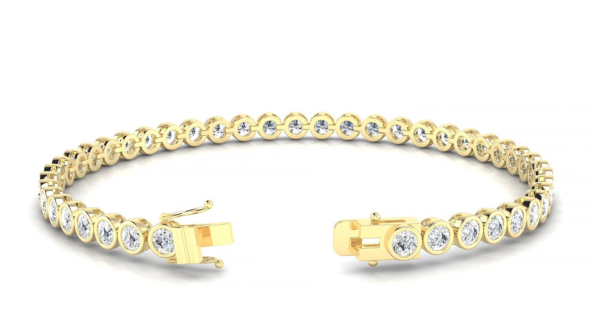 Avila | 18k Yellow Gold 3 mm Round Lab-Grown Diamond 18 cm Tennis Bracelet