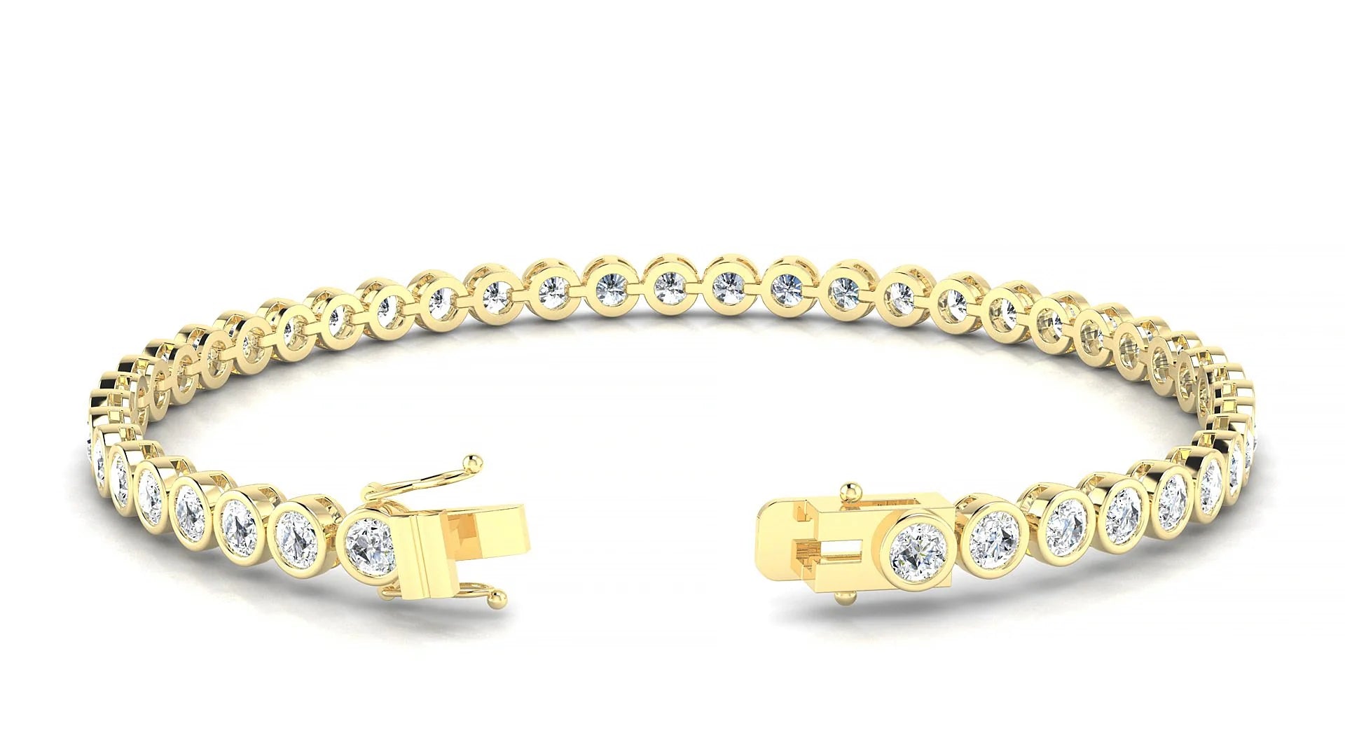 Avila | 18k Yellow Gold 3 mm Round Lab-Grown Diamond 18 cm Tennis Bracelet