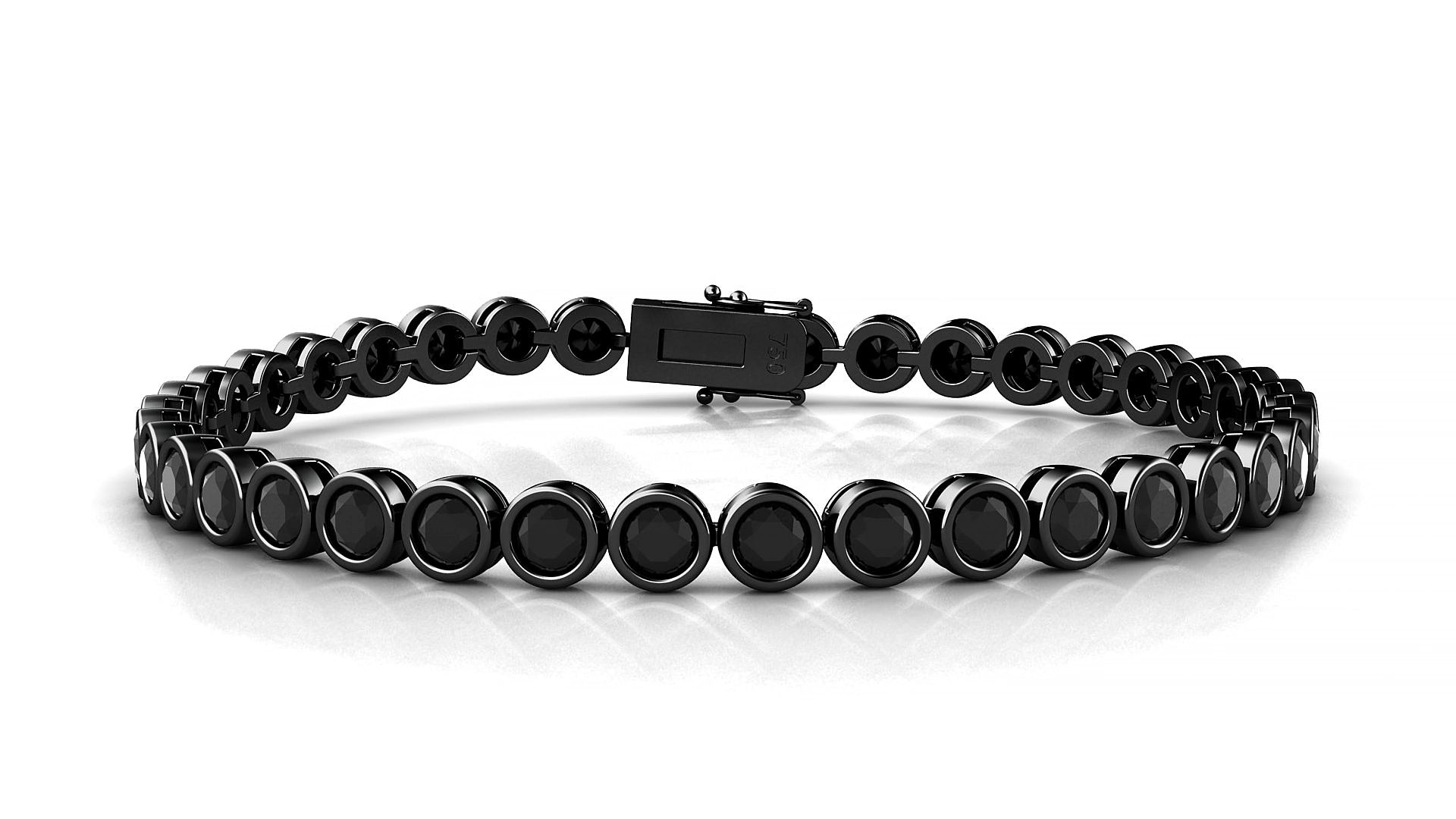 Avila | 18k Black Gold 3.4 mm Round Natural Black Diamond 19 cm Tennis Bracelet