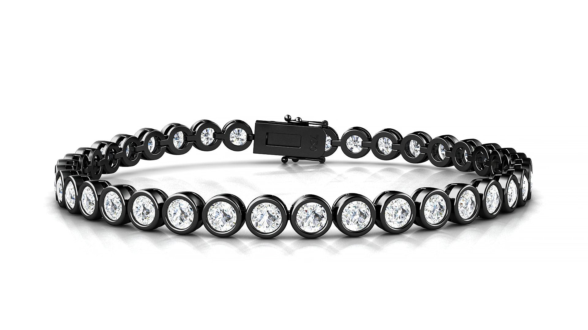Avila | 18k Black Gold 3.4 mm Round Lab-Grown Diamond 15 cm Tennis Bracelet