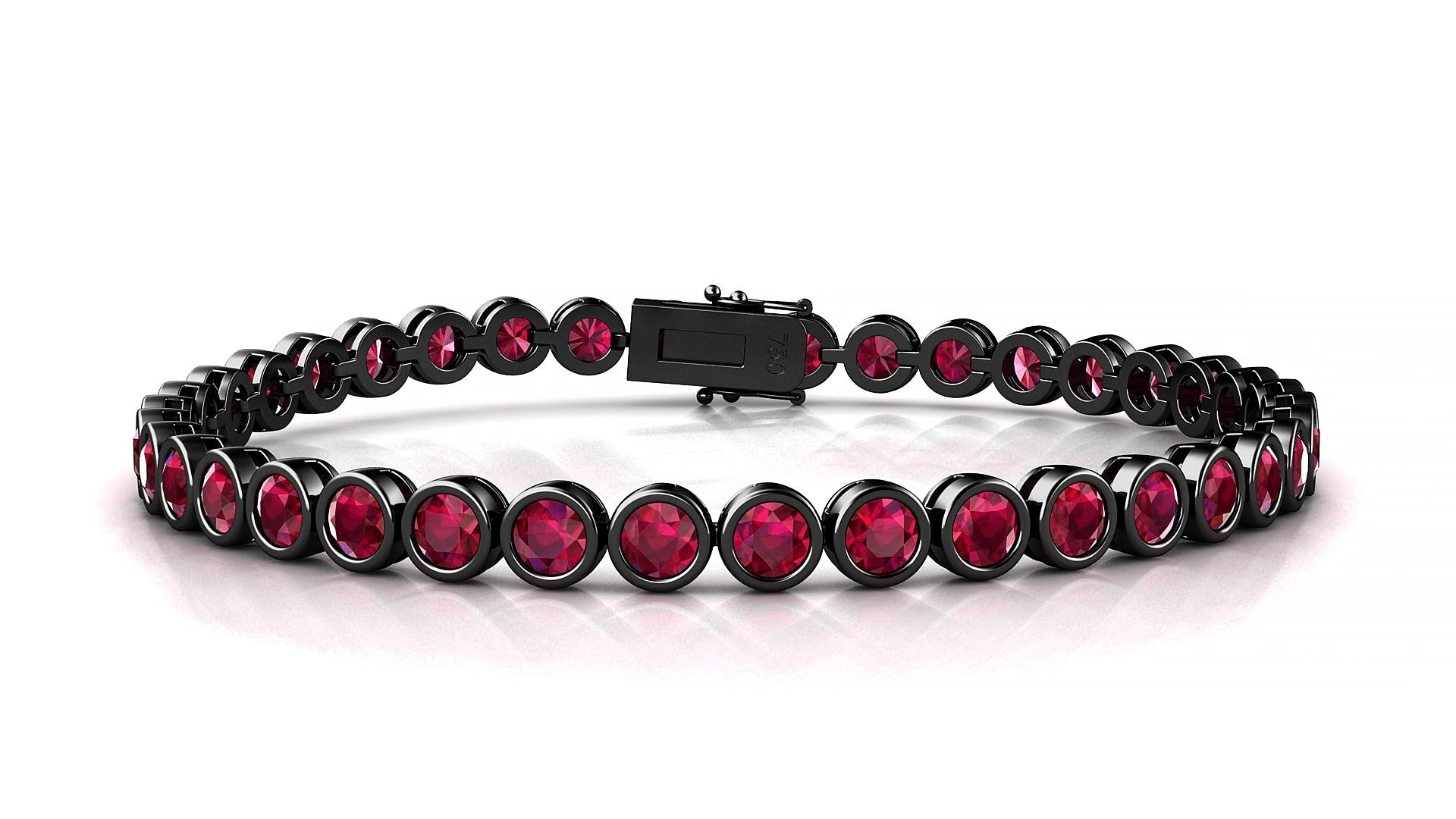 Avila | 18k Black Gold 3.4 mm Round Natural Ruby 16 cm Tennis Bracelet