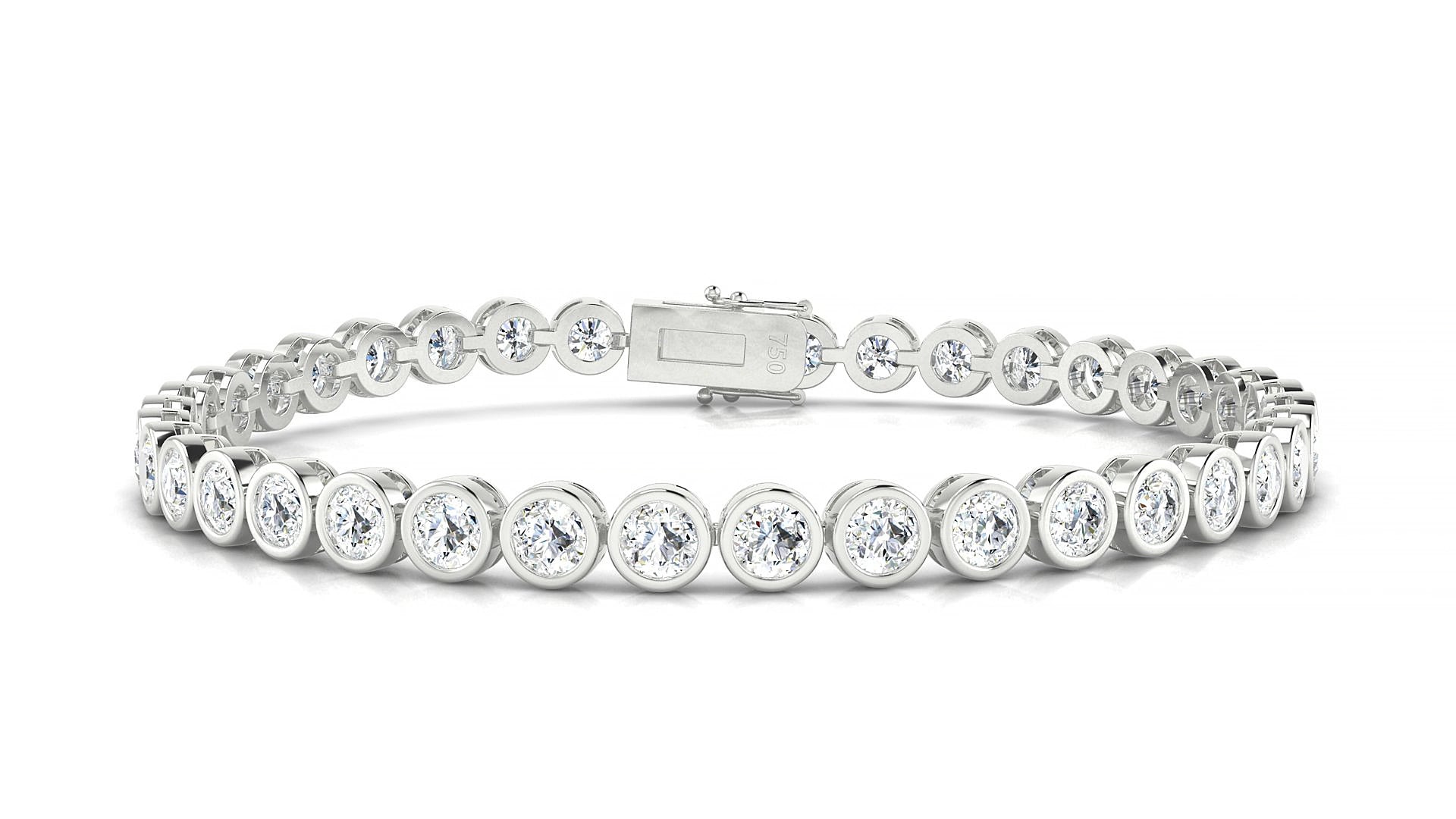 Avila | 18k White Gold 3.4 mm Round Natural Diamond 20 cm Tennis Bracelet