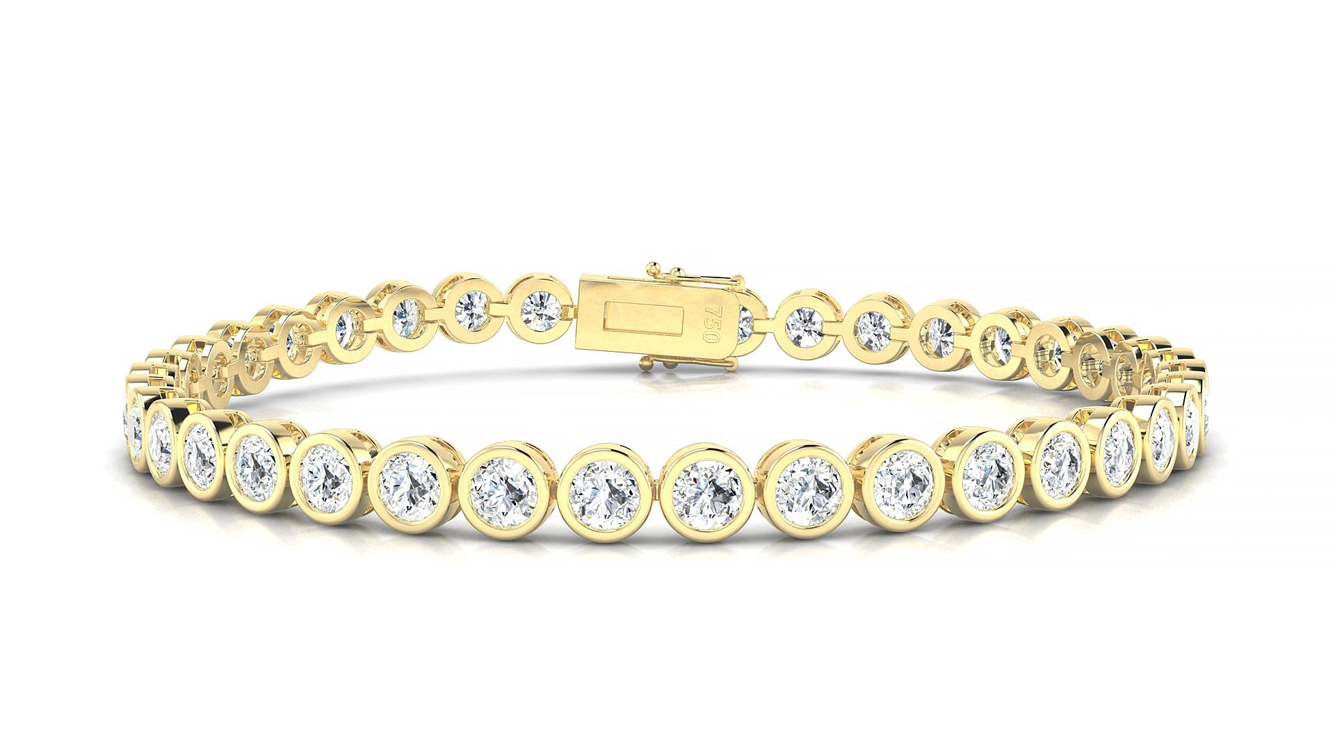 Avila | 18k Yellow Gold 3.4 mm Round Lab-Grown Diamond 15 cm Tennis Bracelet