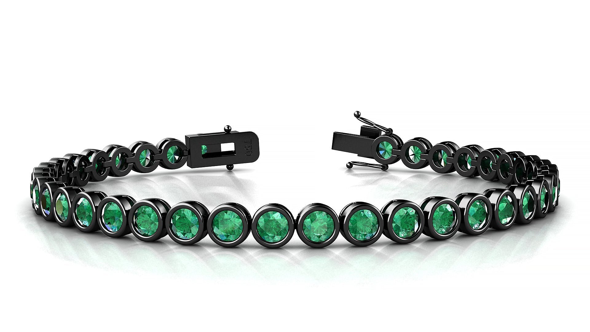 Avila | 18k Black Gold 3.4 mm Round Natural Emerald Tennis Bracelet