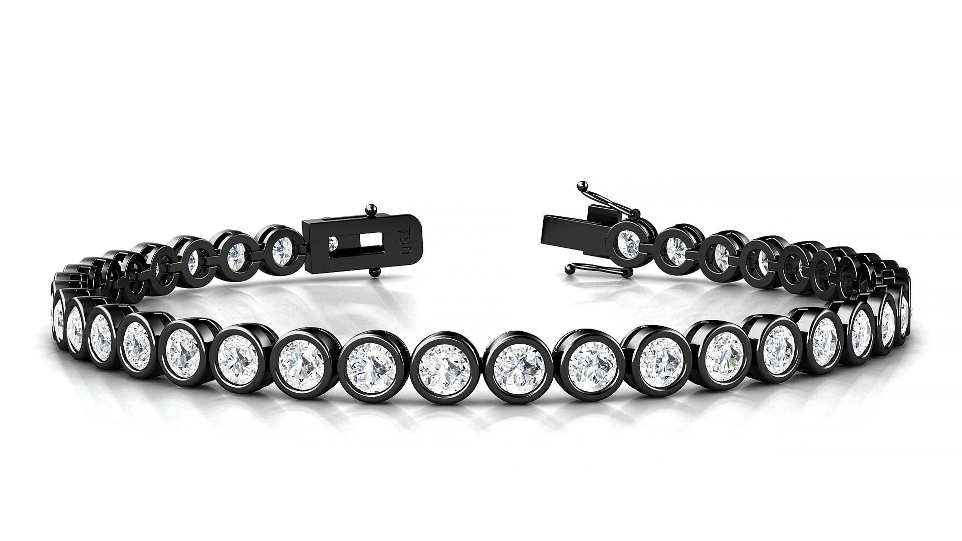 Avila | 18k Black Gold 3.4 mm Round Lab-Grown Diamond 18 cm Tennis Bracelet