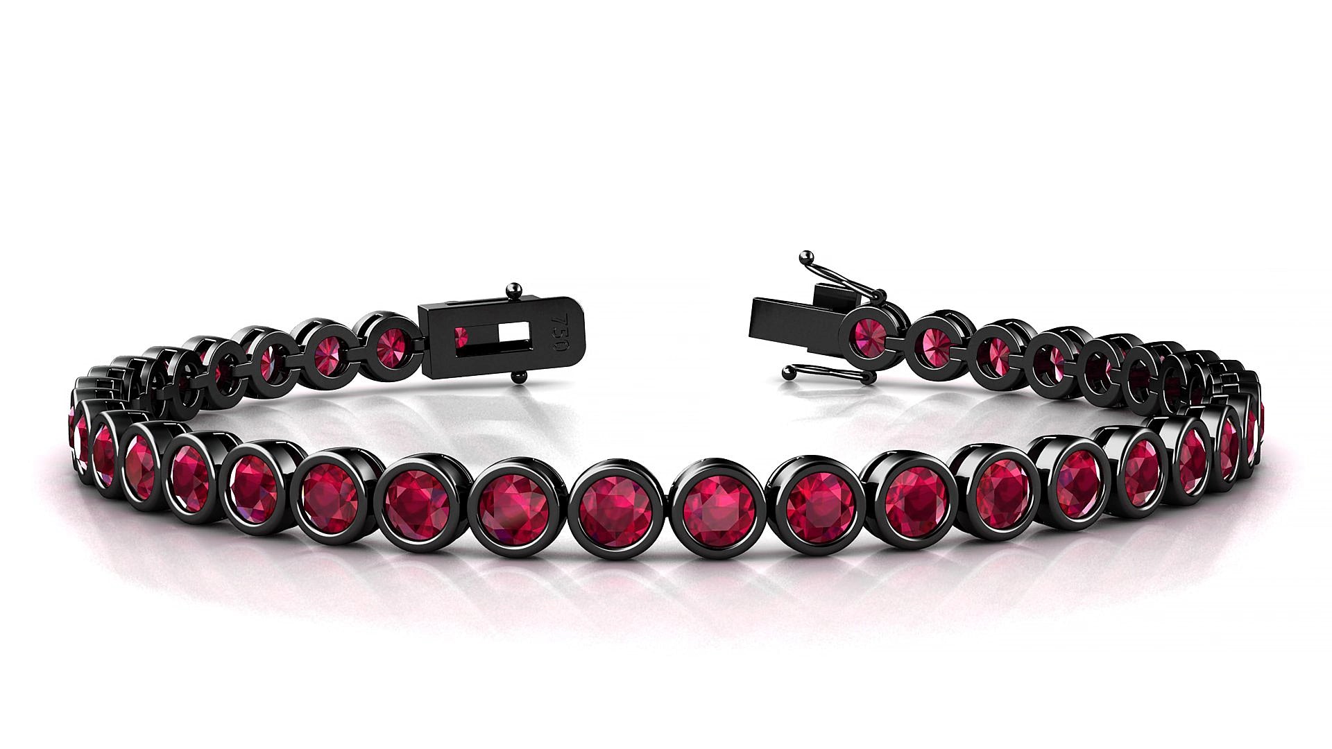 Avila | 18k Black Gold 3.4 mm Round Natural Ruby 17 cm Tennis Bracelet