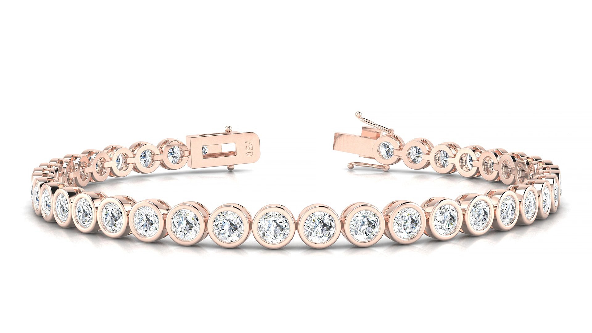 Avila | 18k Rose Gold 3.4 mm Round Natural Diamond 20 cm Tennis Bracelet