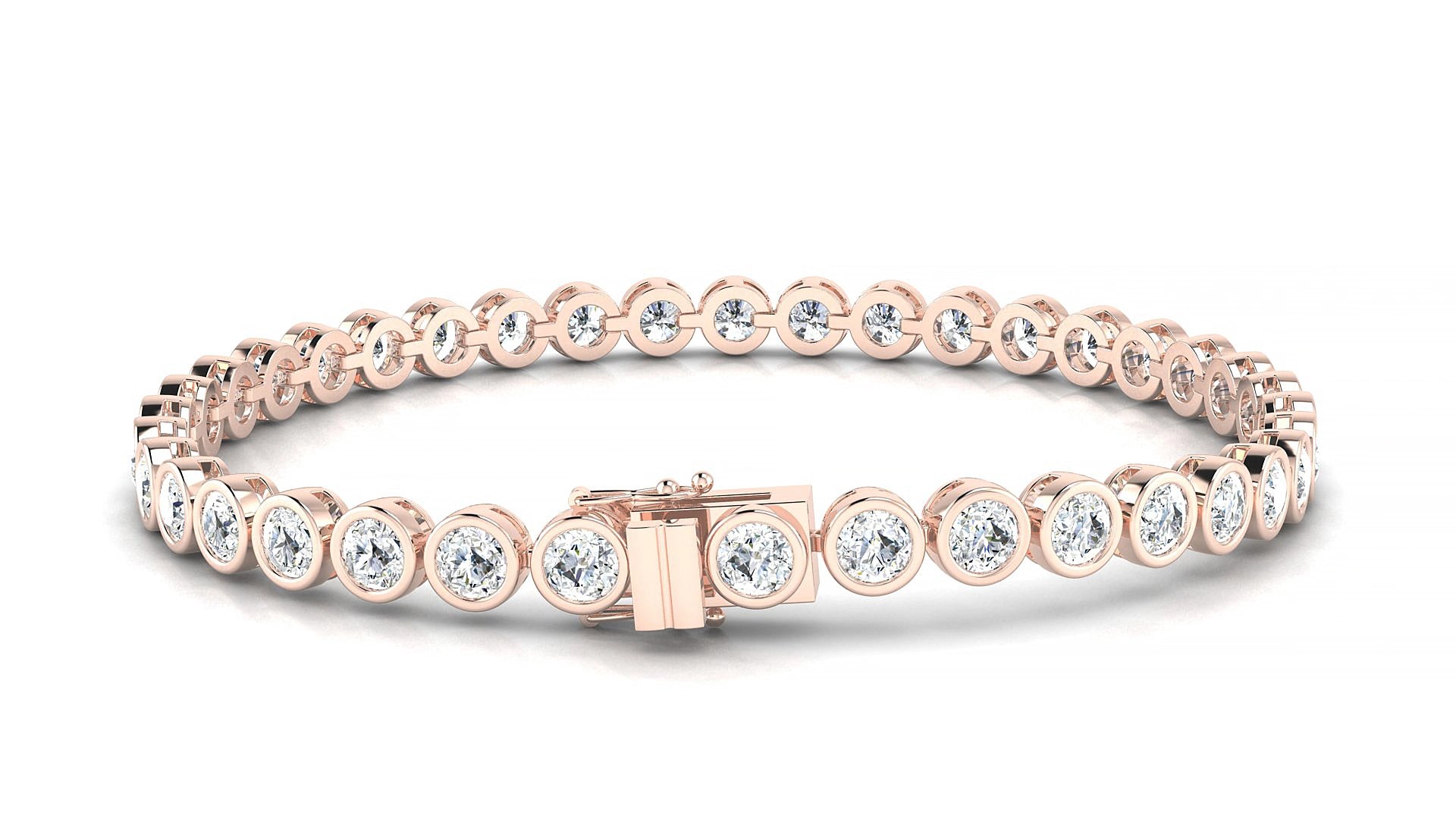 Avila | 18k Rose Gold 3.4 mm Round Natural Diamond 18 cm Tennis Bracelet