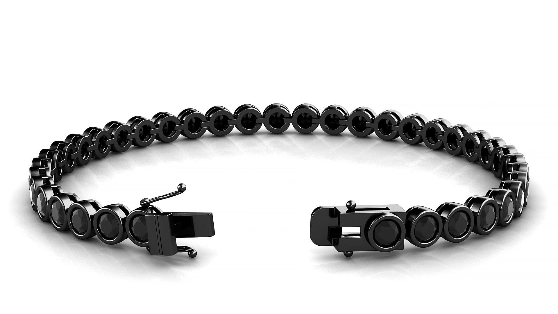 Avila | 18k Black Gold 3.4 mm Round Natural Black Diamond 19 cm Tennis Bracelet