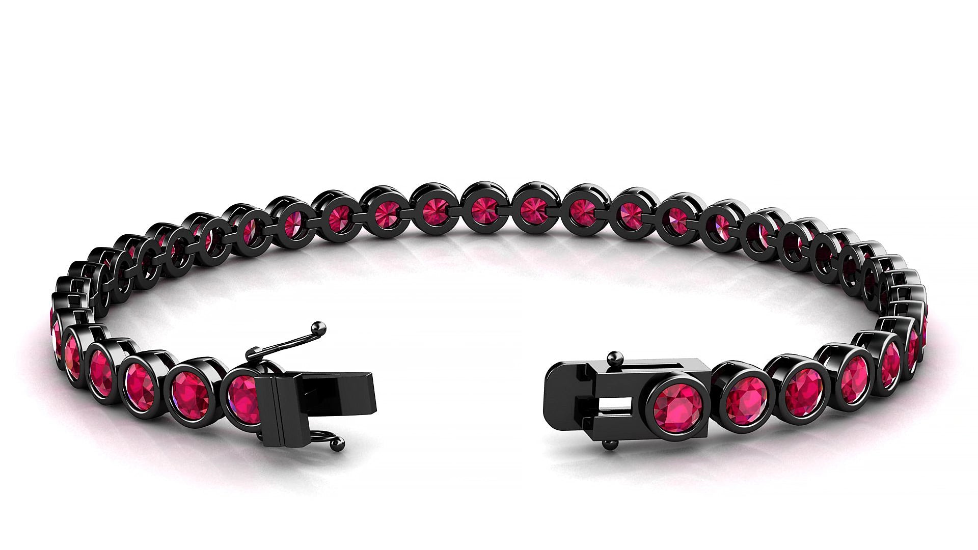 Avila | 18k Black Gold 3.4 mm Round Natural Ruby 16 cm Tennis Bracelet